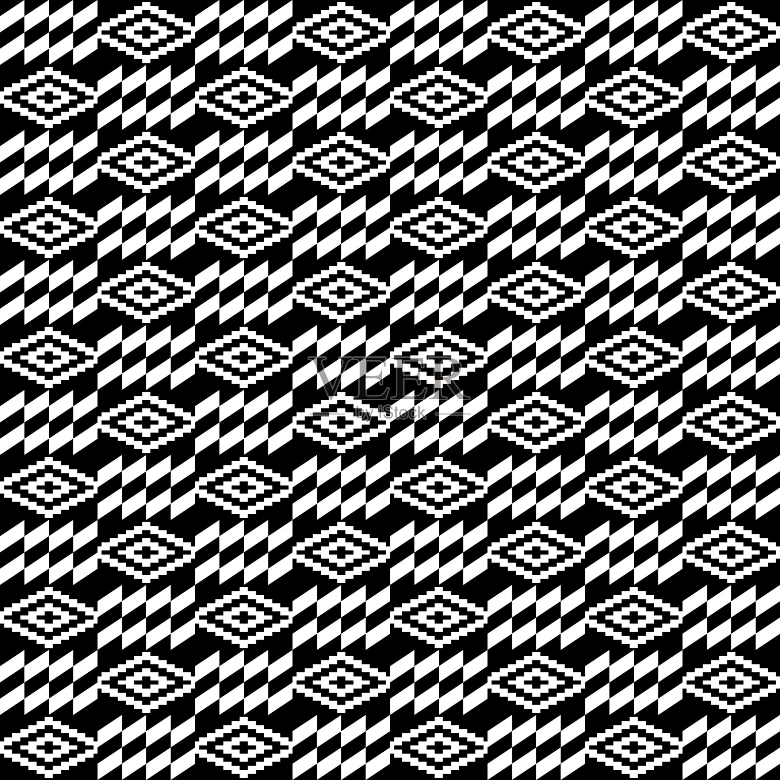 黑白肯特布无缝图案插画图片素材