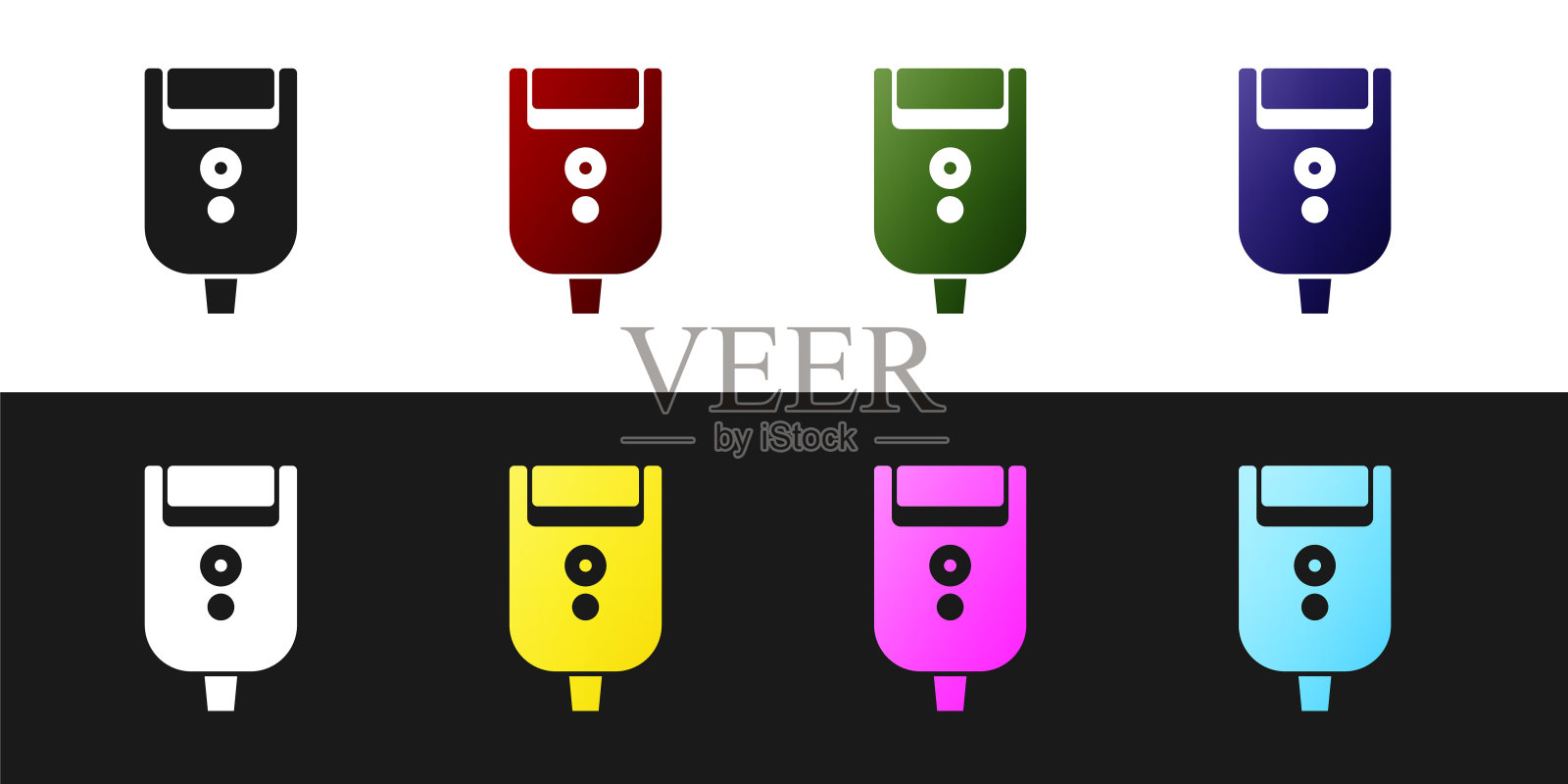 设置电动剃须刀片为男性图标孤立在黑白背景。电动刮胡刀。矢量图插画图片素材