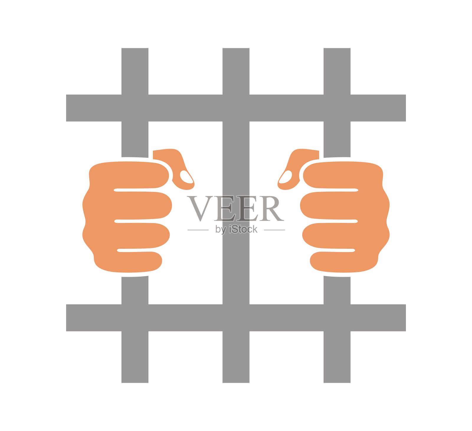 监狱的标志。白色背景下的孤立监狱插画图片素材