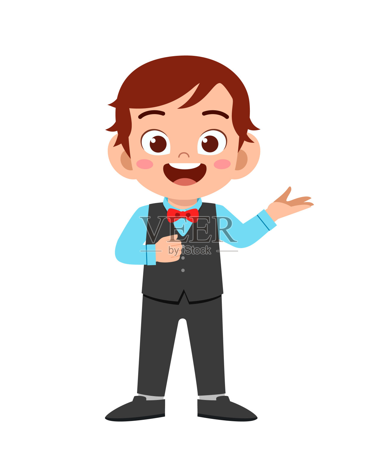 快乐可爱的男孩男孩穿西装外套燕尾服插画图片素材