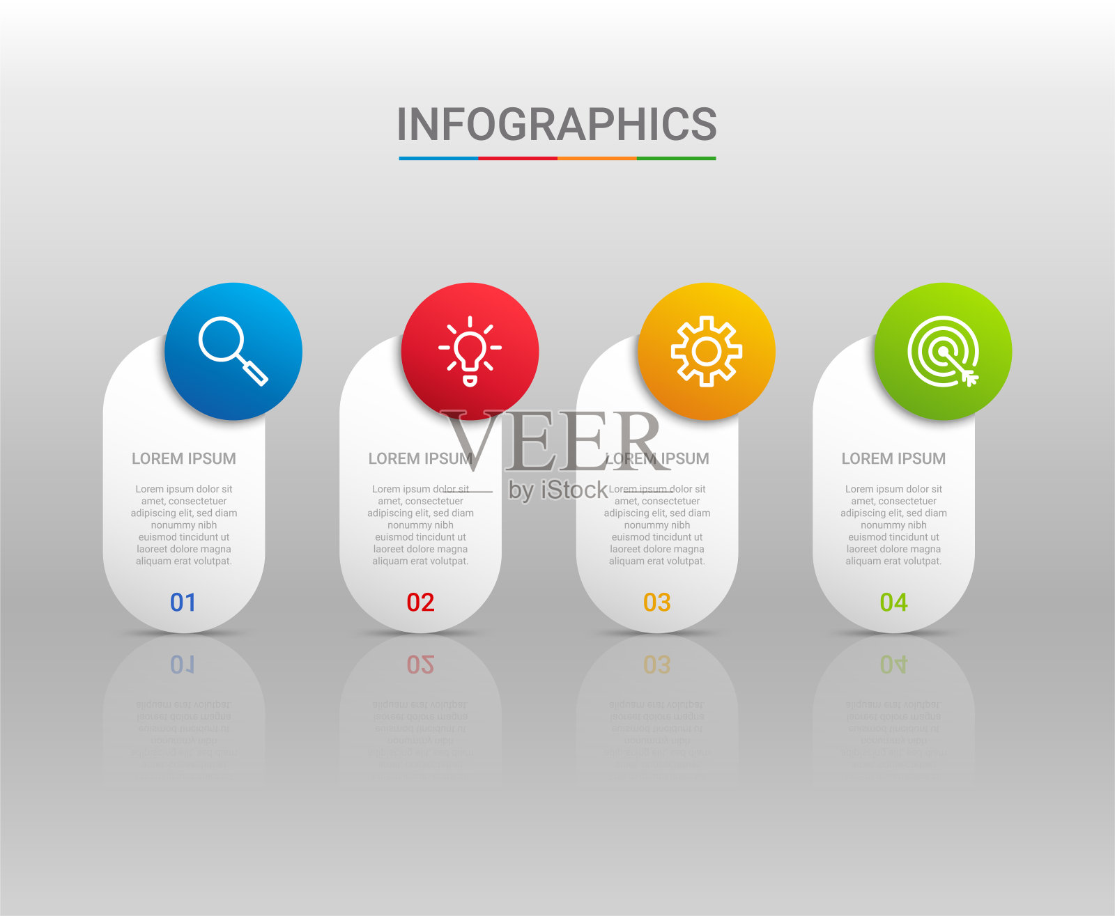 业务数据可视化，信息图模板四步灰度背景，矢量插图插画图片素材