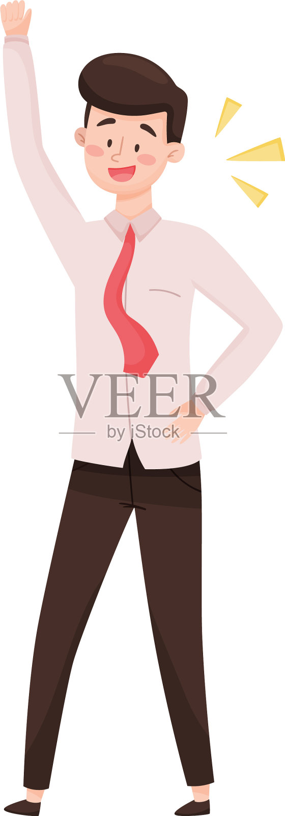 快乐的年轻人为胜利欢呼插画图片素材