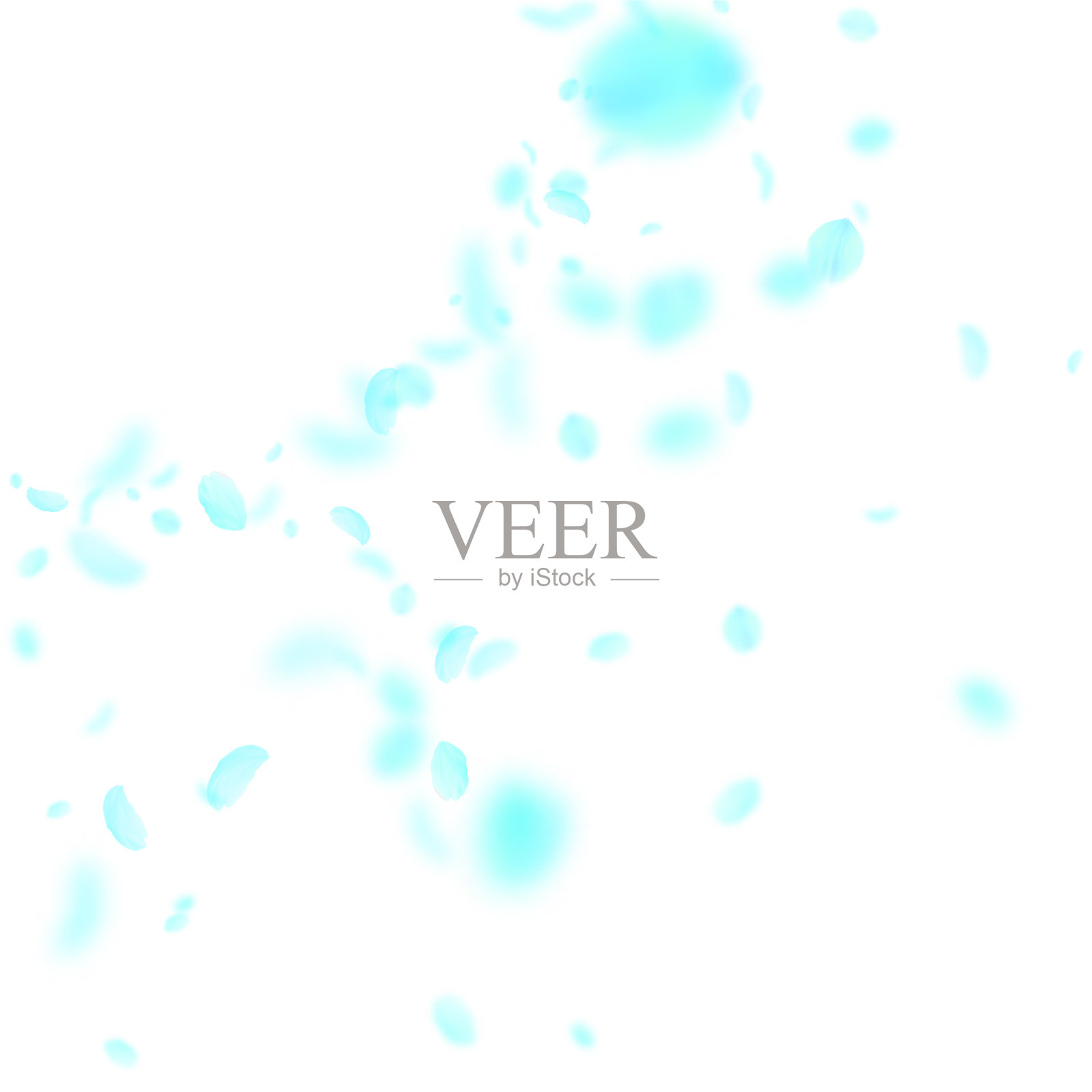 绿松石花瓣落下来趋势ROM插画图片素材