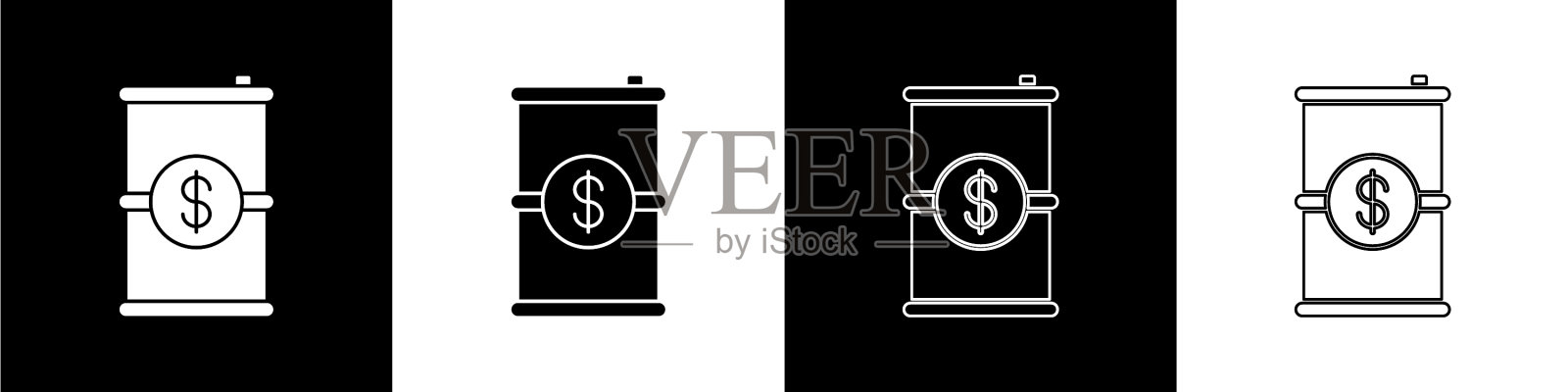 设定桶油与美元符号图标隔离图标素材