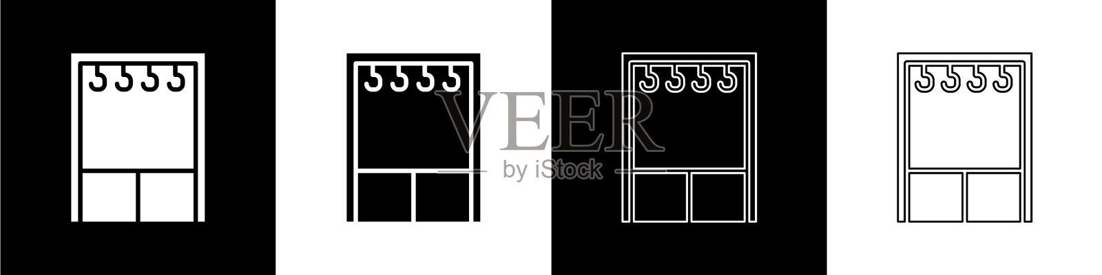 设置衣橱图标隔离在黑色和白色图标素材