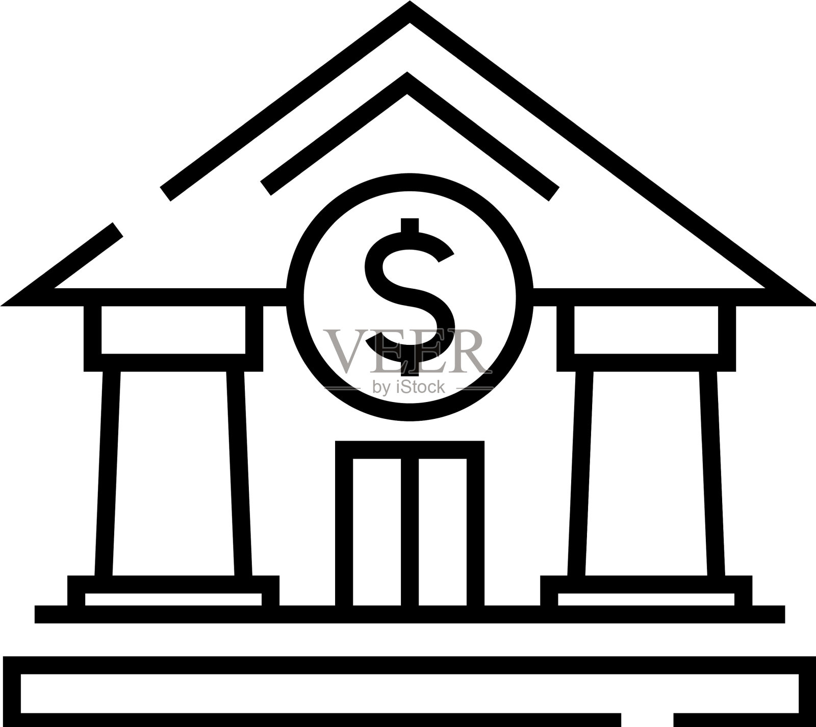 银行建筑线条图标概念标志轮廓设计元素图片