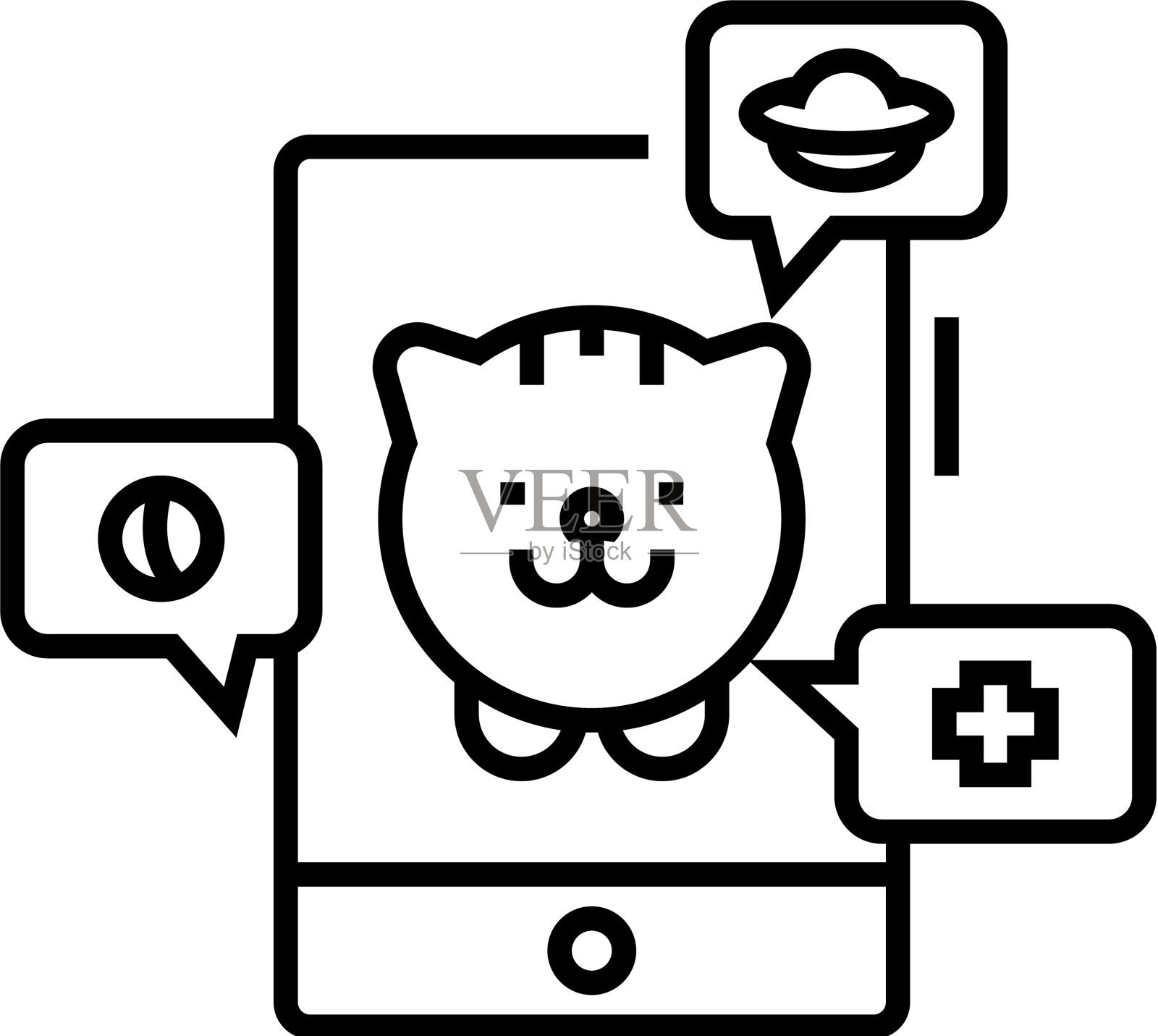 应用程序机器人线图标概念标志轮廓设计元素图片