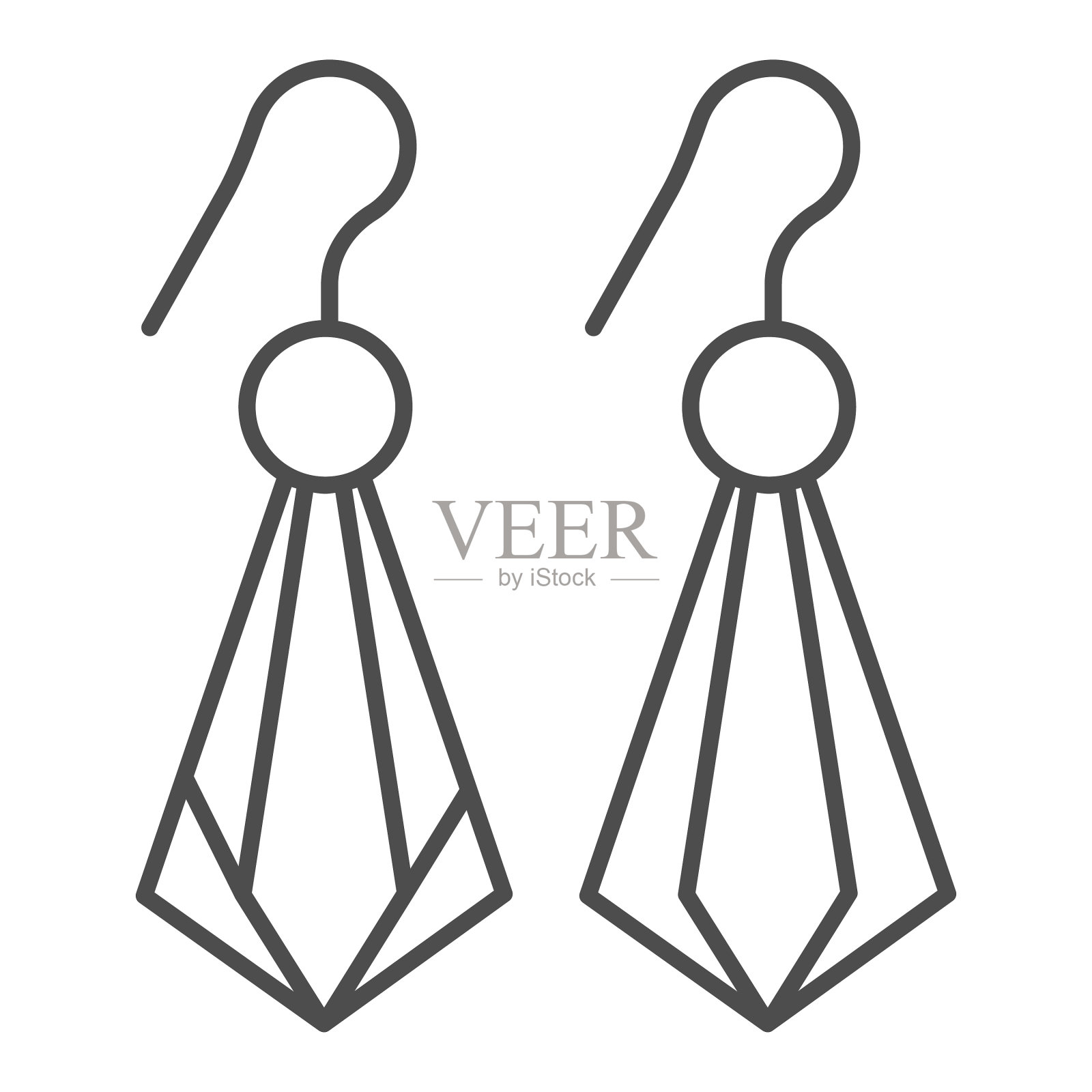 水晶耳环细线图标宝石耳环插画图片素材