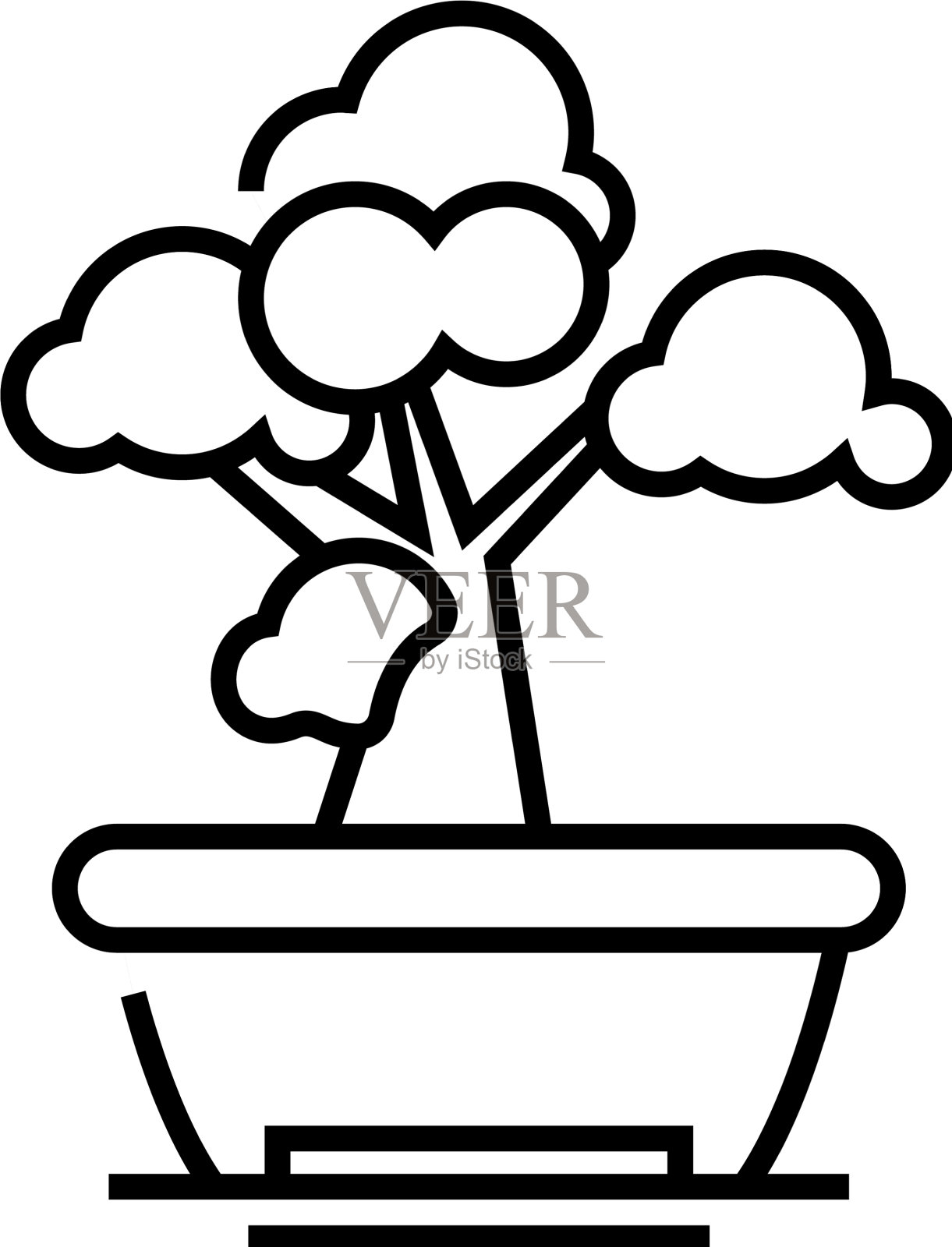 盆景树线图标概念标志轮廓设计元素图片