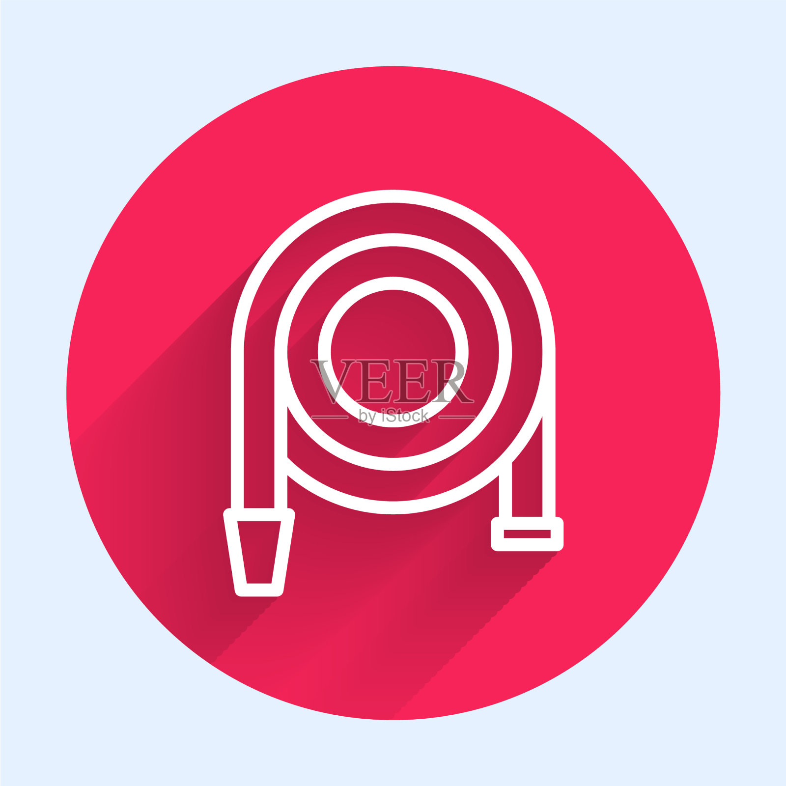 白色线消防水带卷轴图标与长隔离图标素材