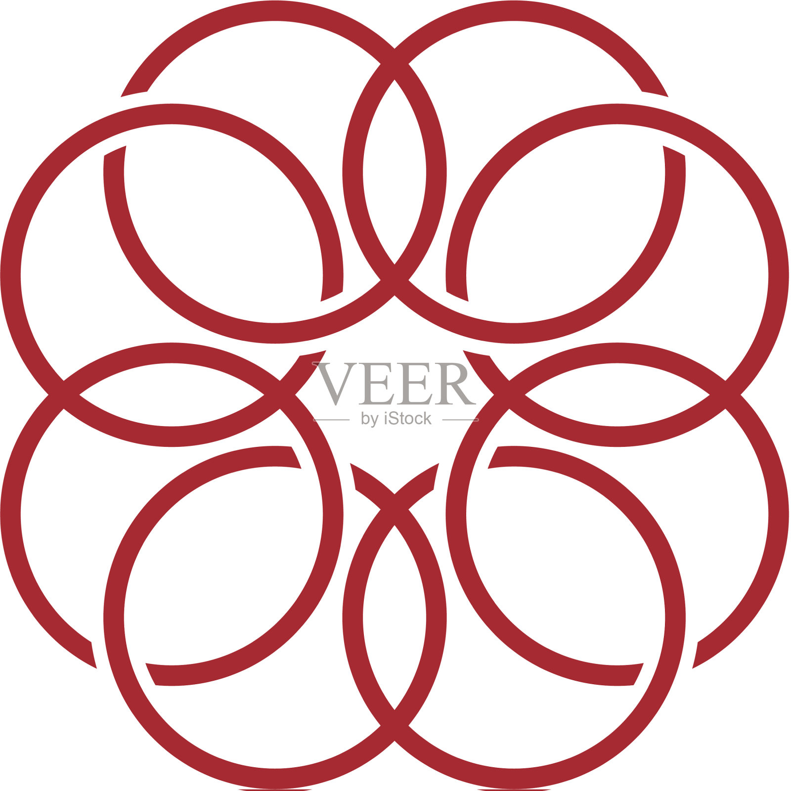 红色的环形花瓣图案模板设计图标素材