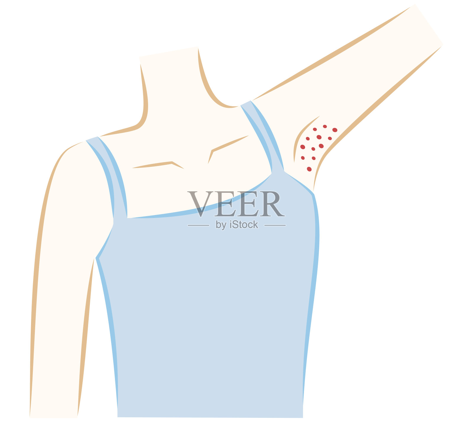 手绘的风女人，有片状的红色边插画图片素材