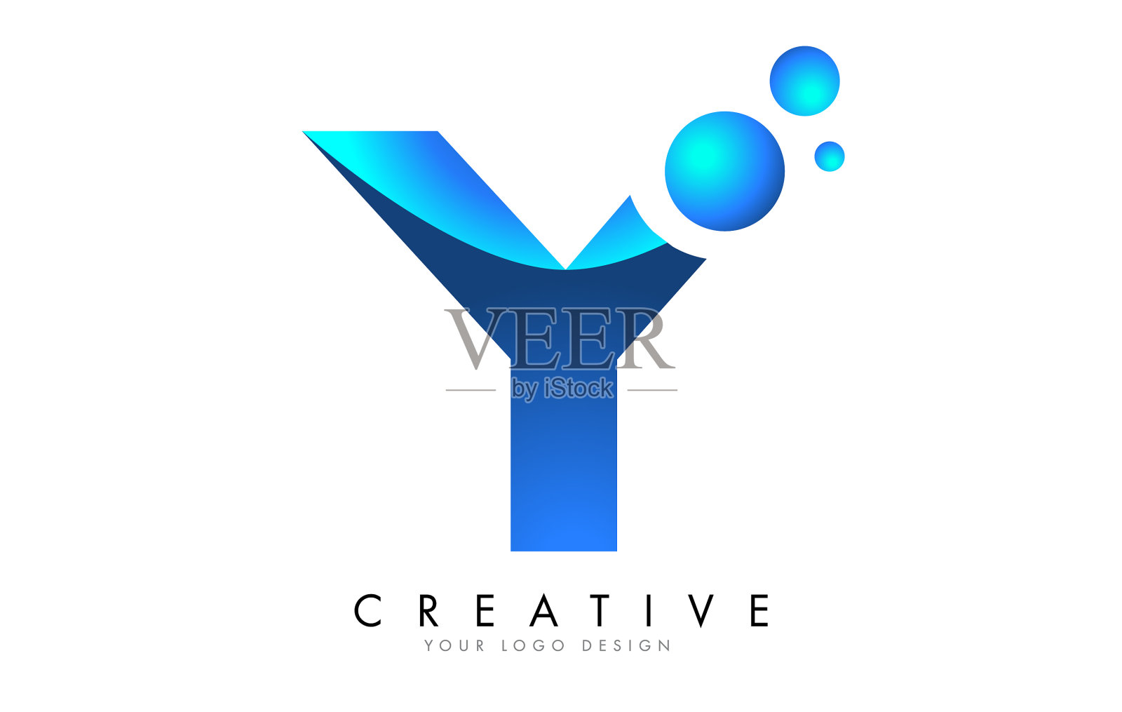 Y字母标志设计具有3d和缎带效果插画图片素材