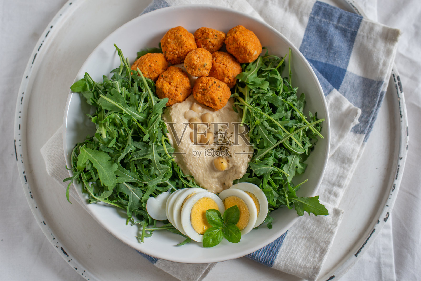 沙拉鹰嘴豆泥照片摄影图片