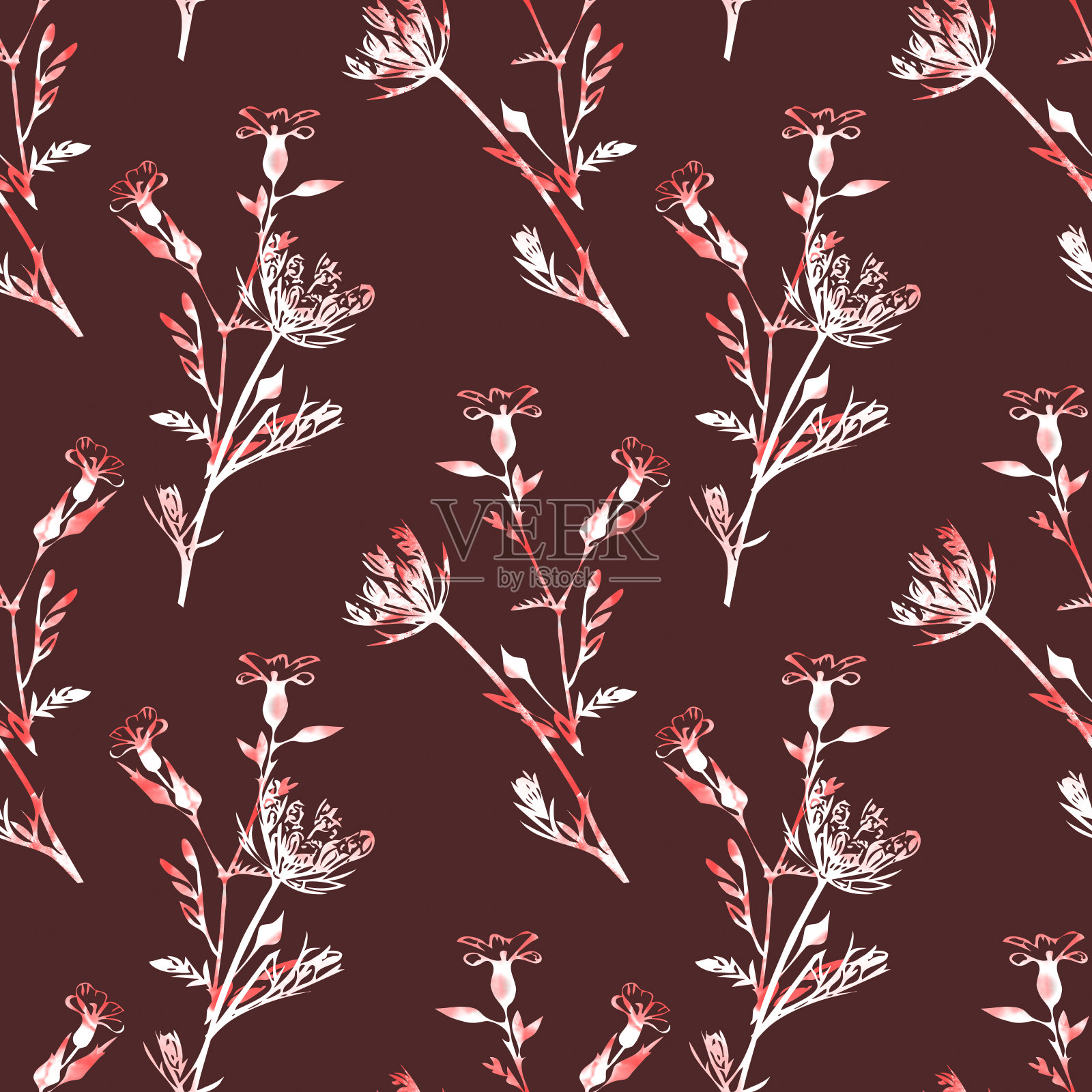 田花模板，无缝图案。插画图片素材