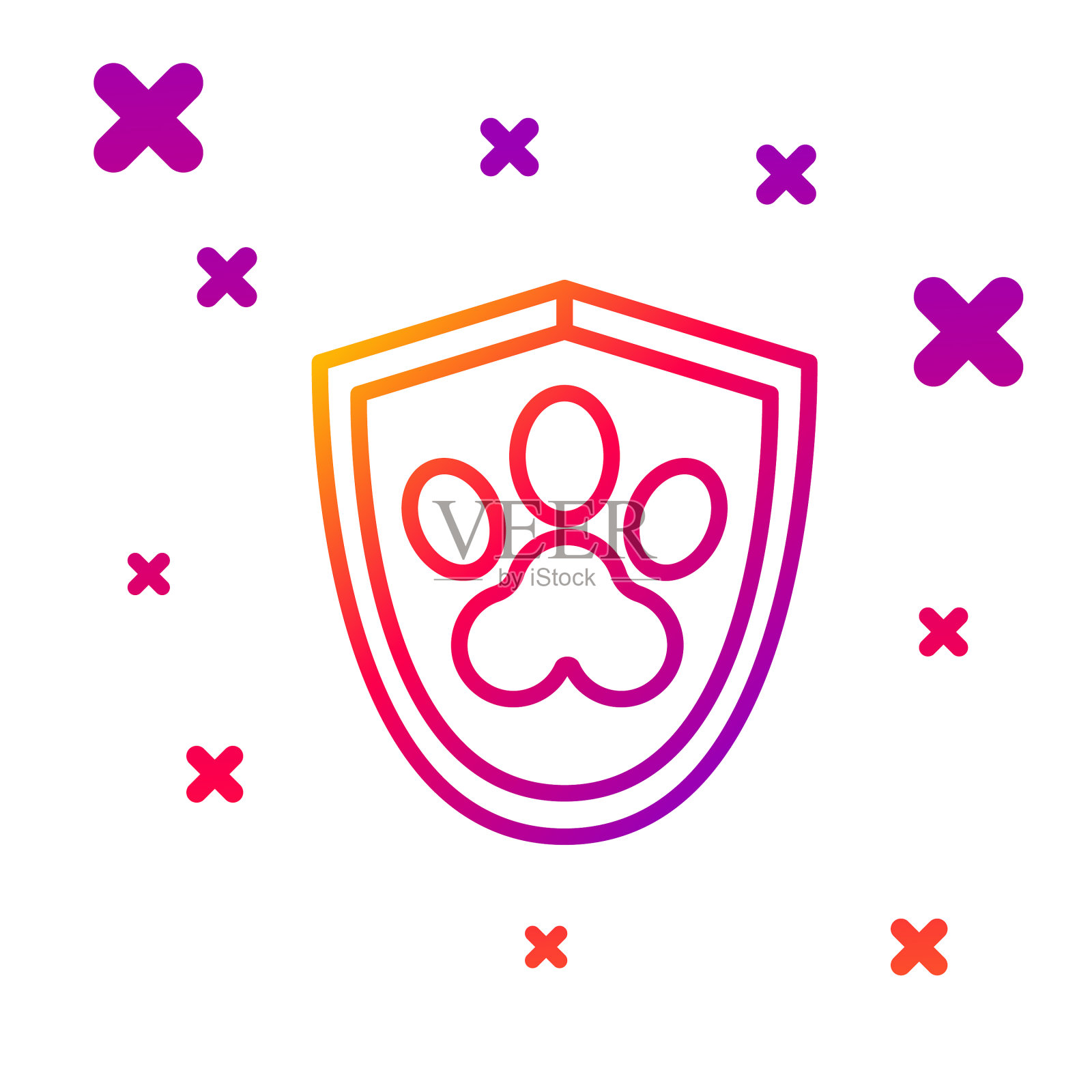 彩色线动物健康保险图标孤立插画图片素材