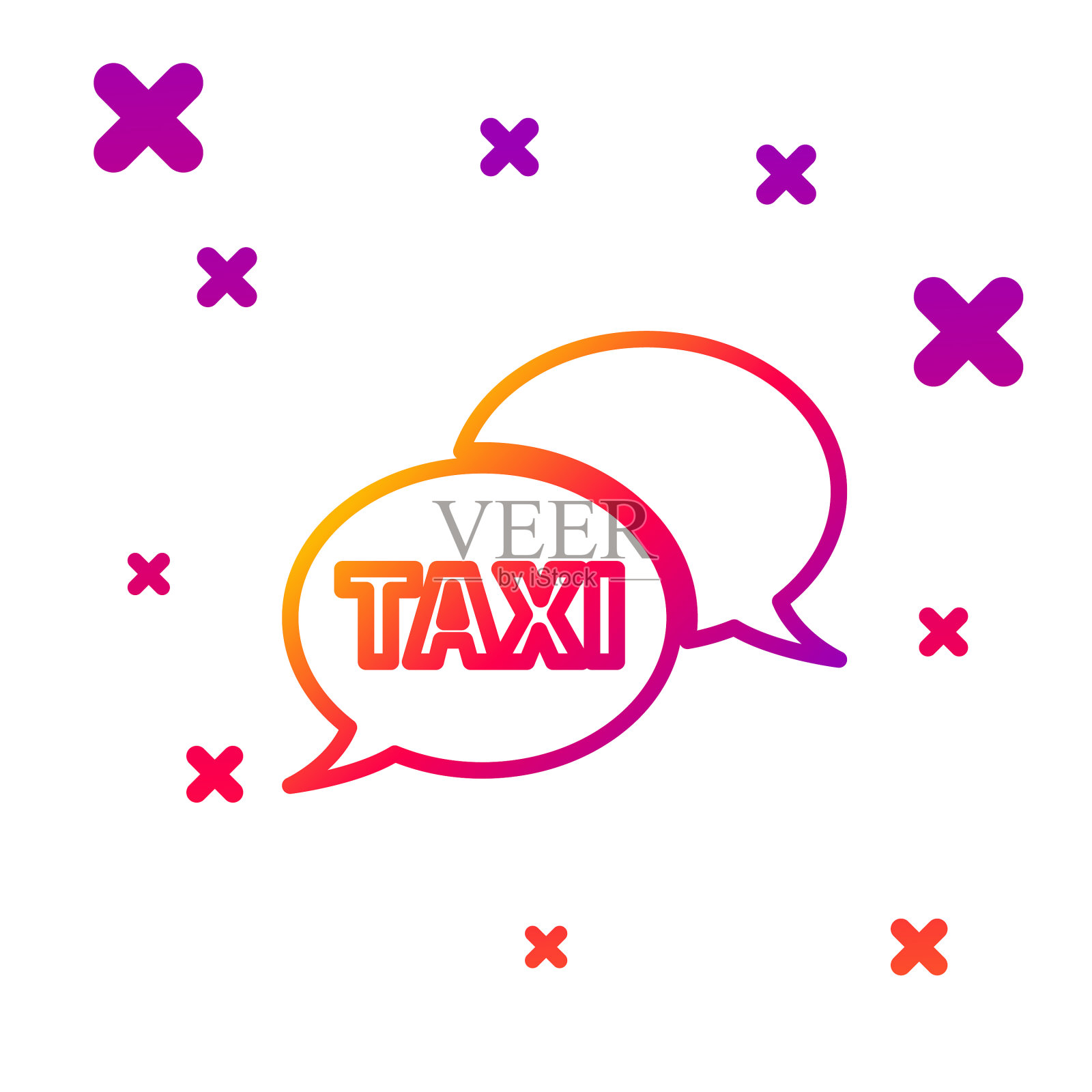 彩色线路出租车呼叫电话服务图标插画图片素材