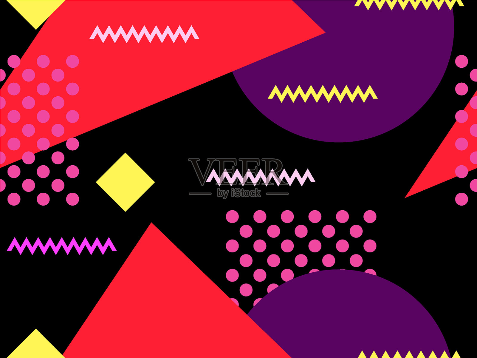 孟菲斯无缝图案几何元素插画图片素材