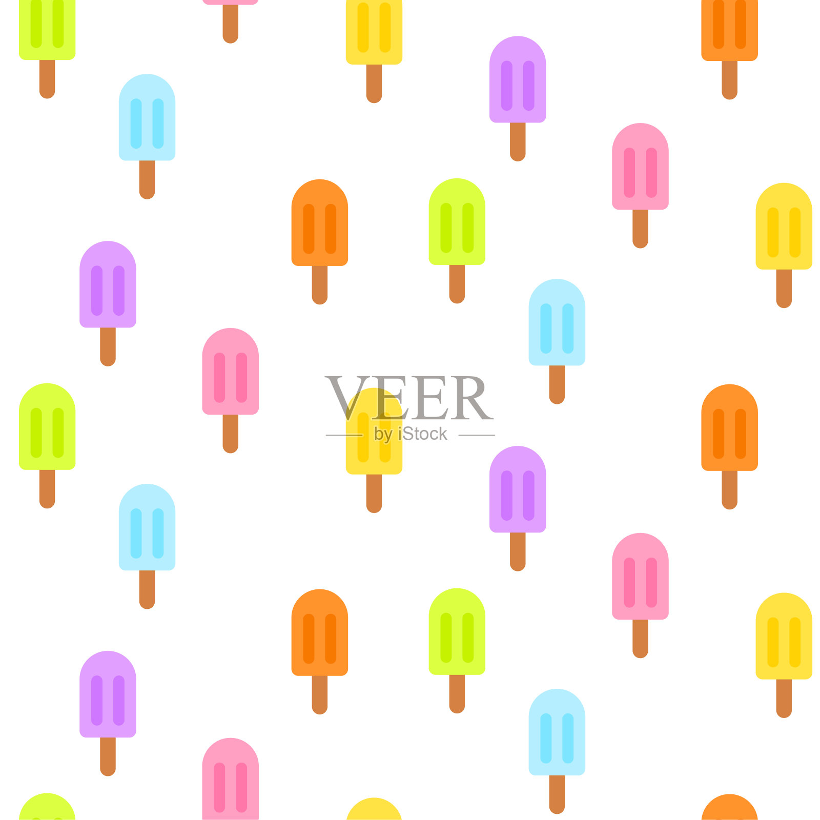 冰淇淋冰棒夏日乐趣无缝图案背景插画图片素材