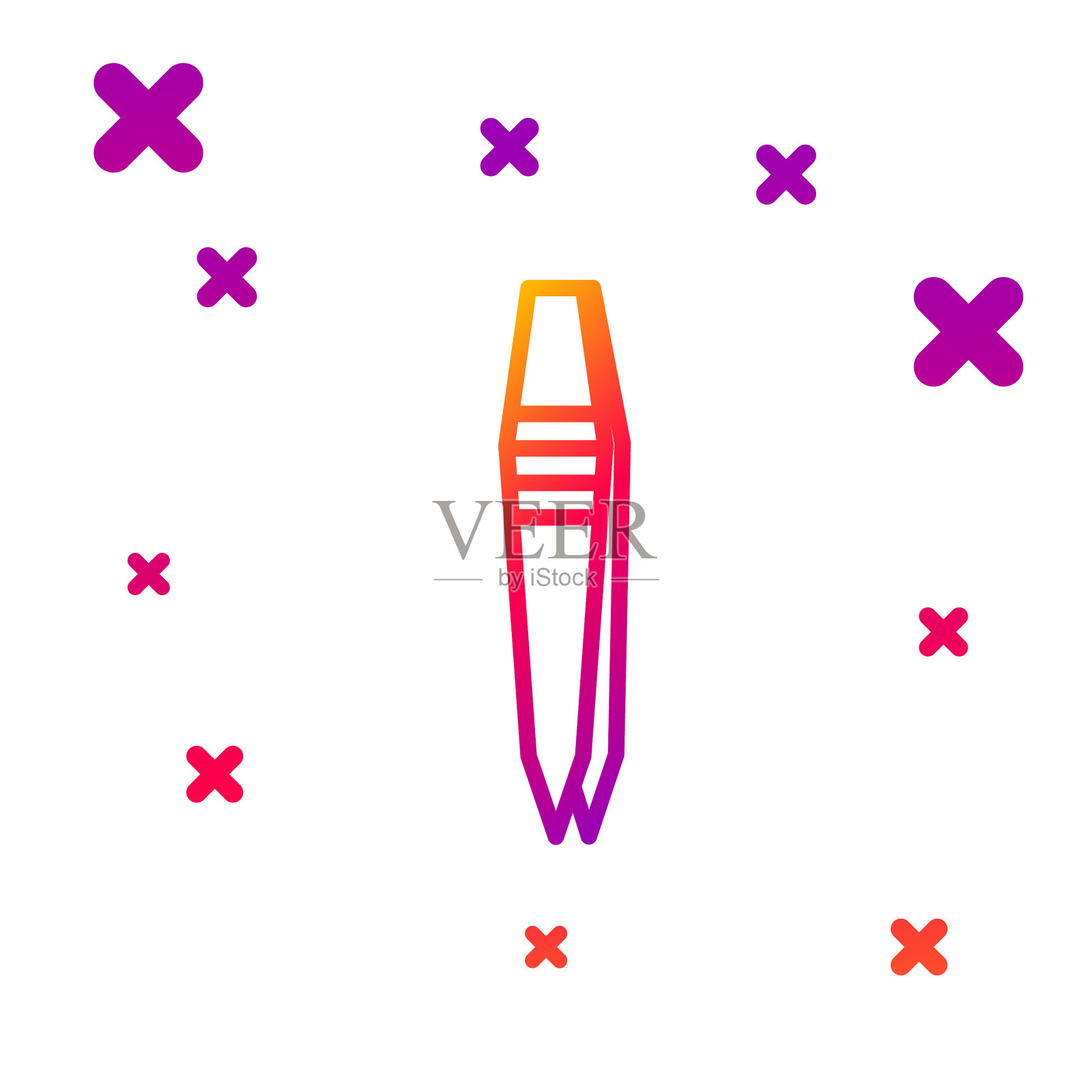 彩色线镊子图标孤立在白色图标素材