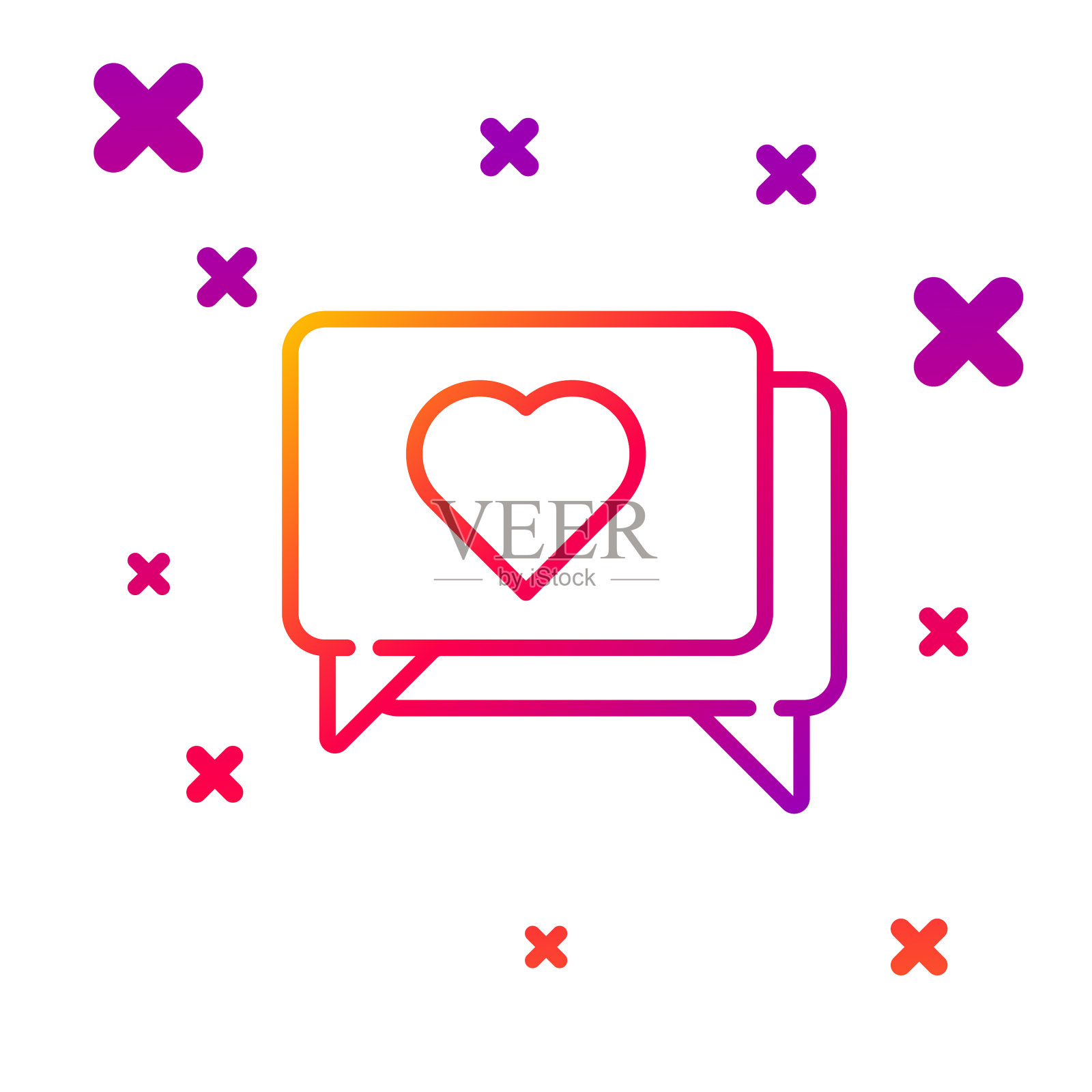 颜色线像和心脏图标孤立在白色上插画图片素材