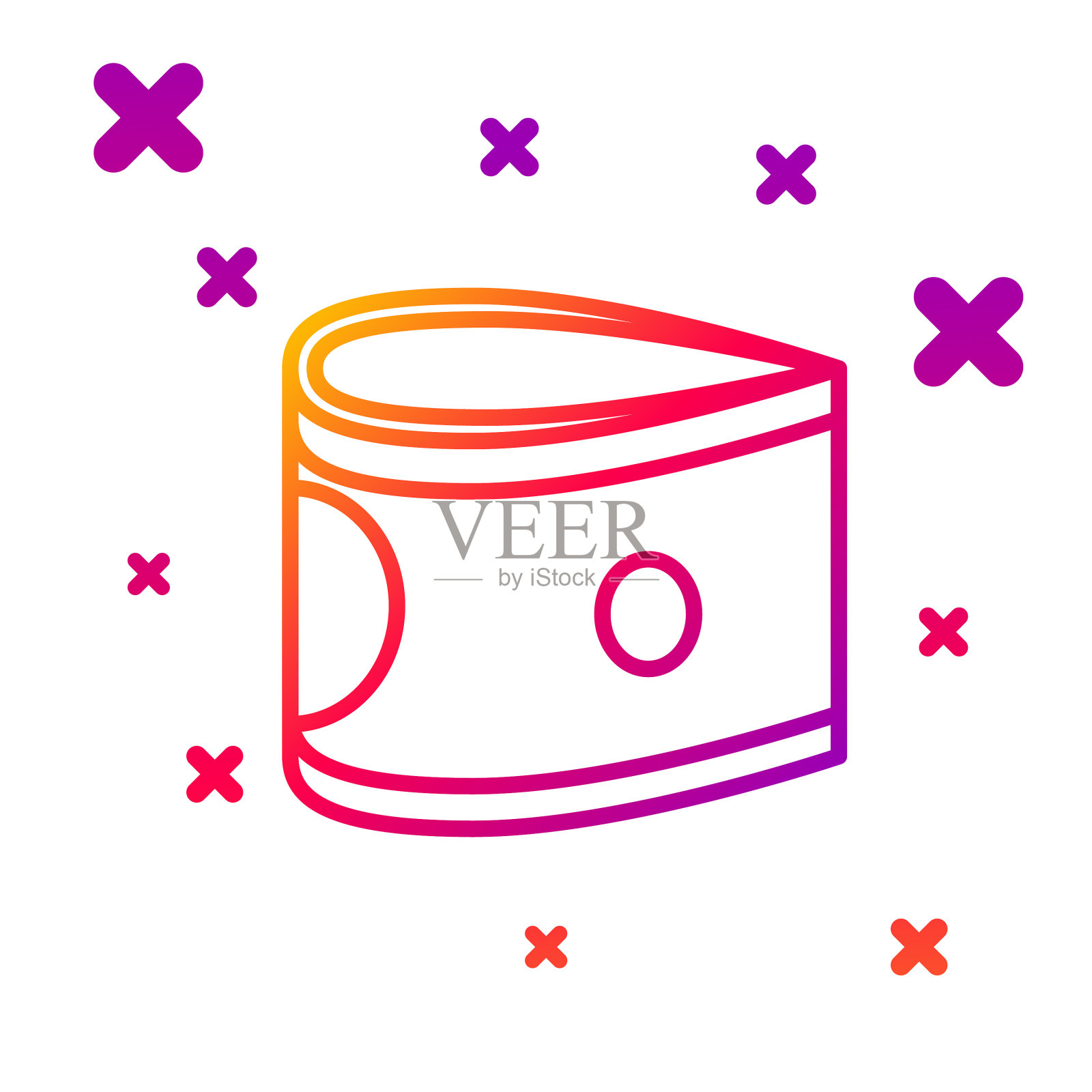 彩色线堆纸钱现金孤立图标插画图片素材