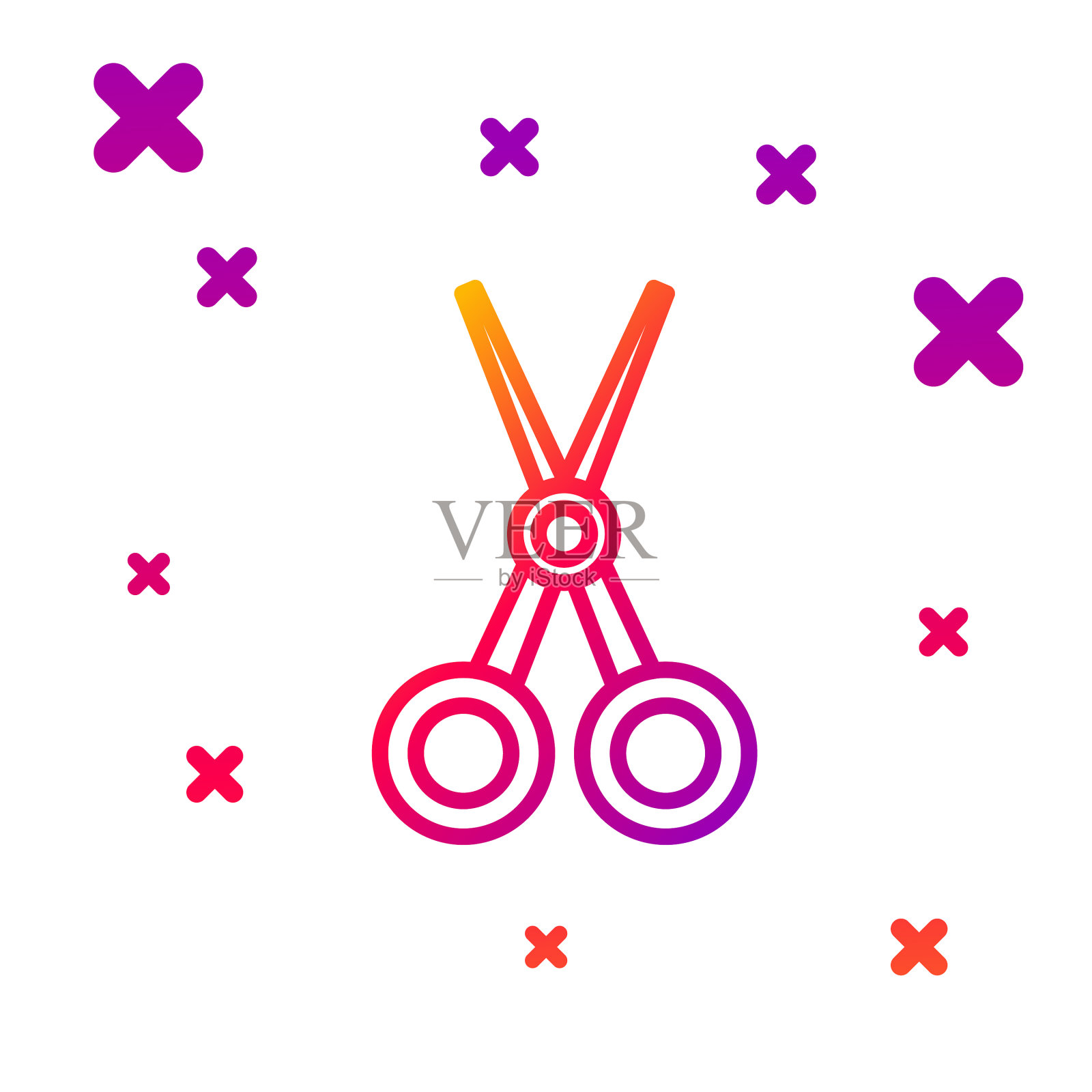 颜色线剪刀发型师图标孤立上插画图片素材