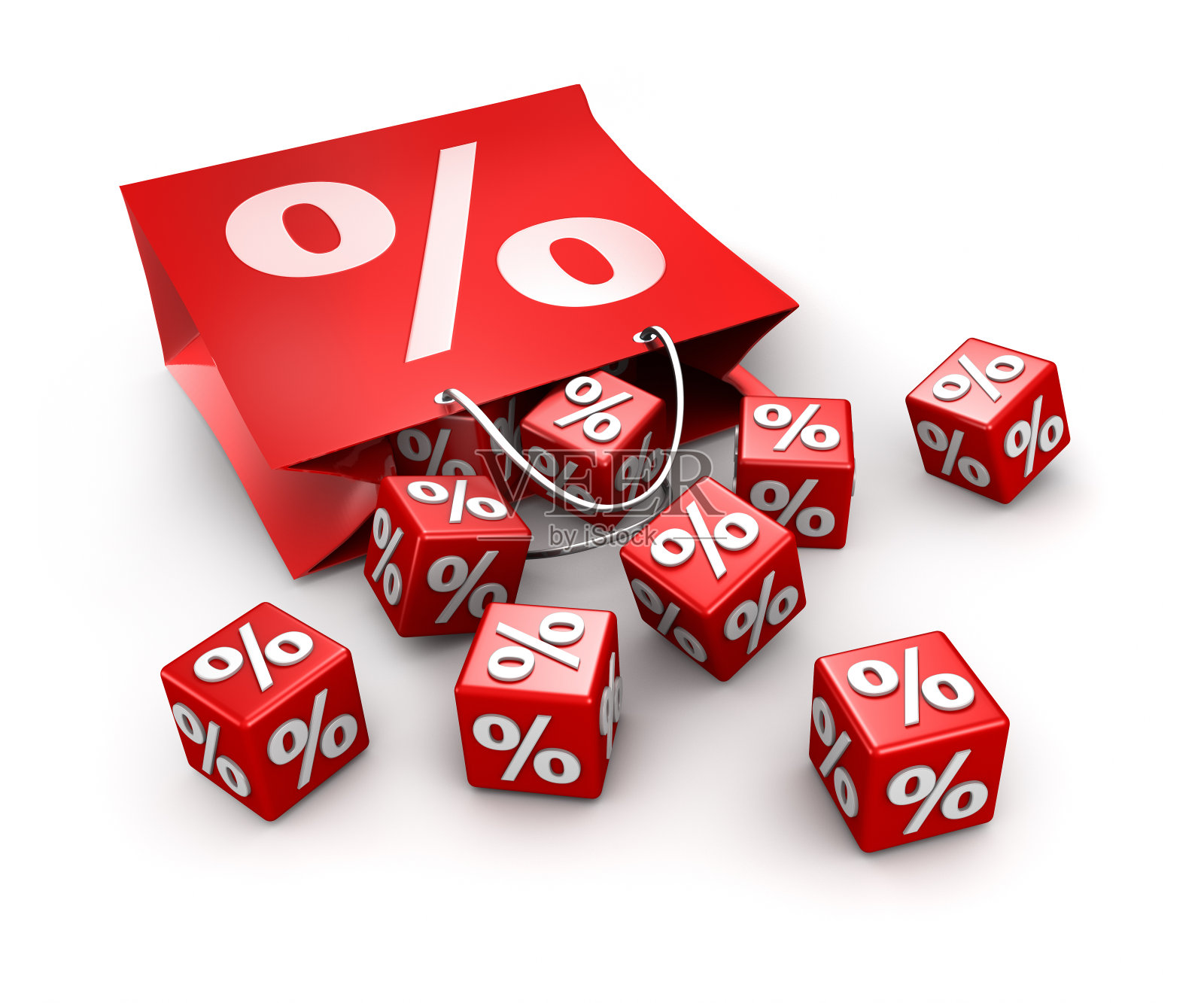 带有百分比标志的红色骰子照片摄影图片