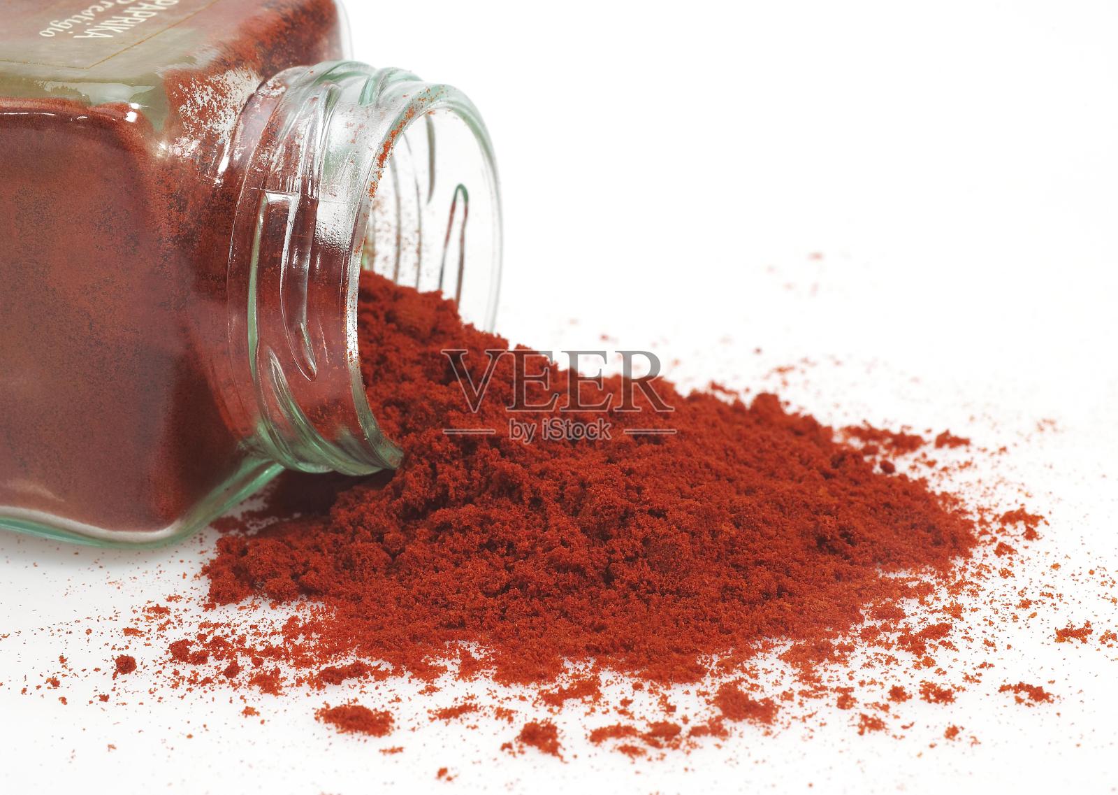 辣椒粉，辣椒，香料白背景照片摄影图片