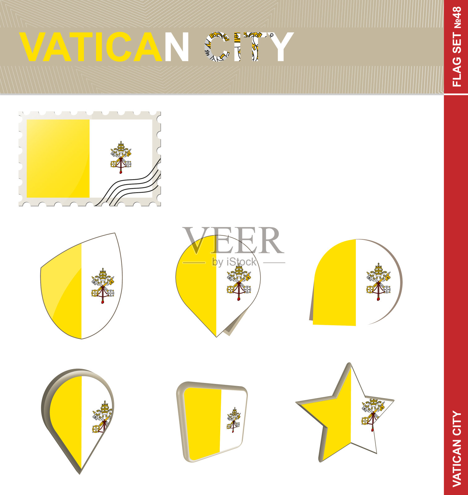 梵蒂冈城，旗帜，旗帜，48图标素材