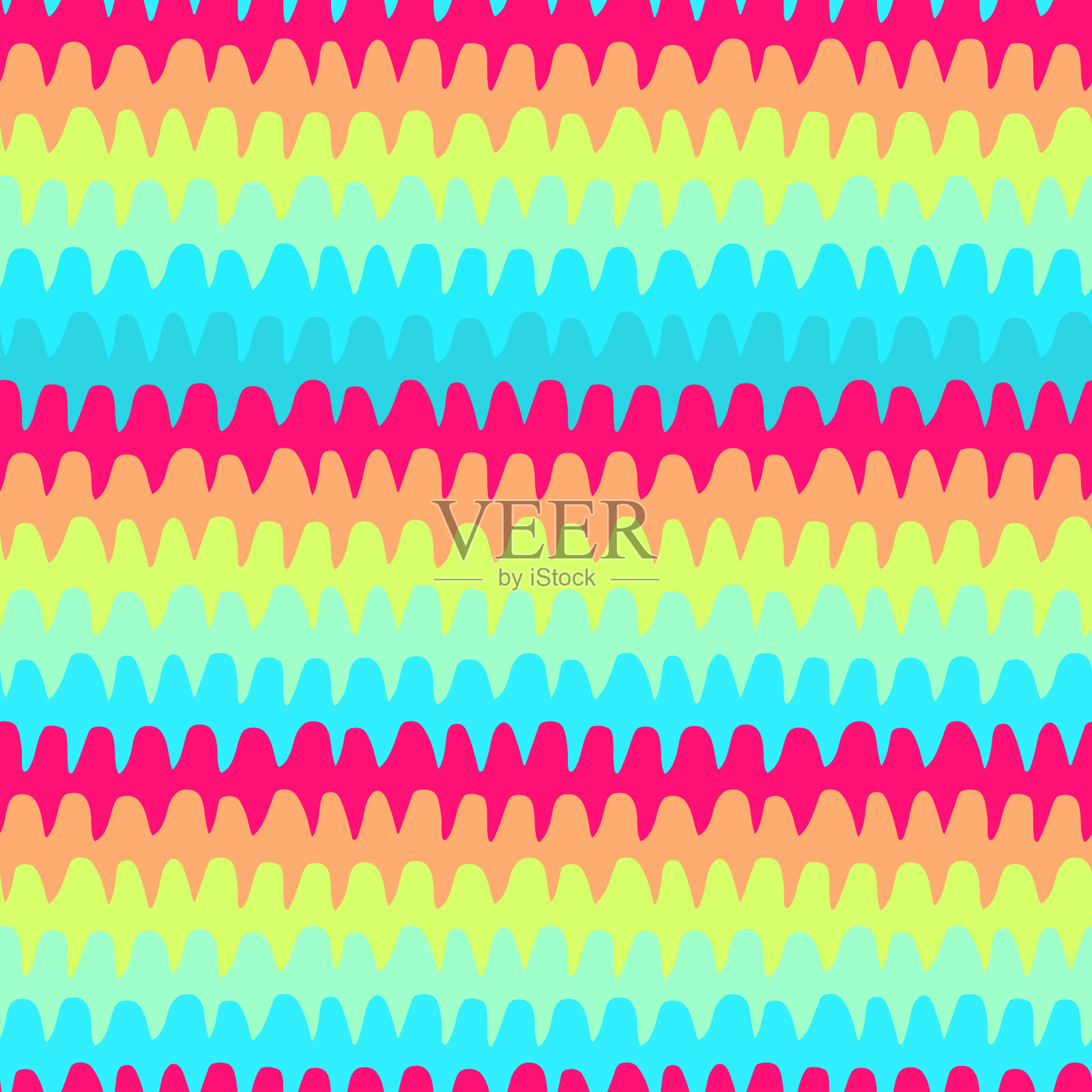 彩色波浪纹图案-08插画图片素材