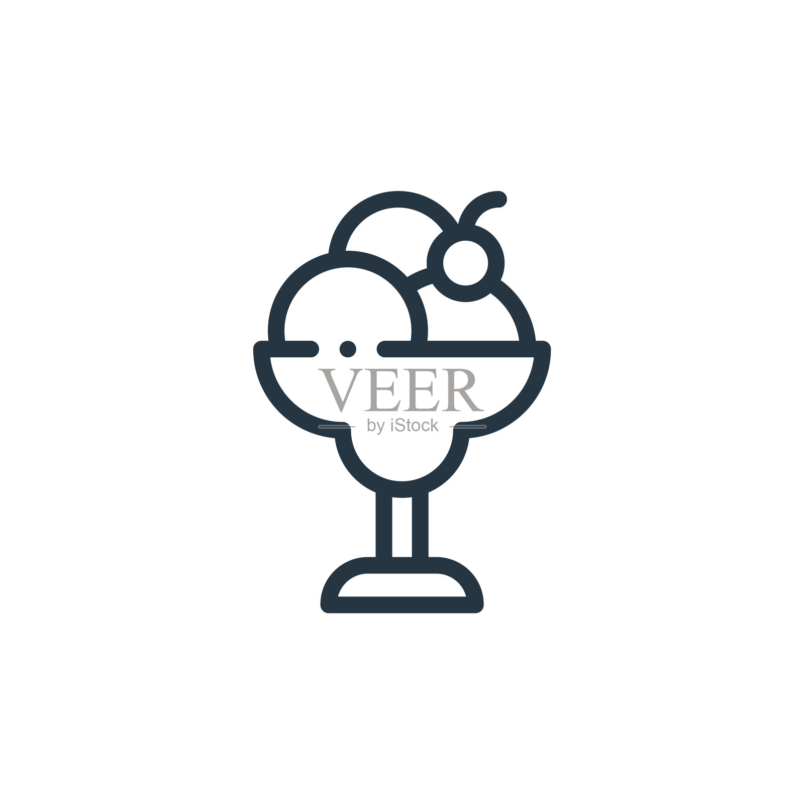 冰淇淋矢量图标。冰淇淋可编辑的笔触。冰淇淋线性符号，用于网页和移动应用程序，标志，印刷媒体。细线说明。矢量孤立轮廓绘制。插画图片素材