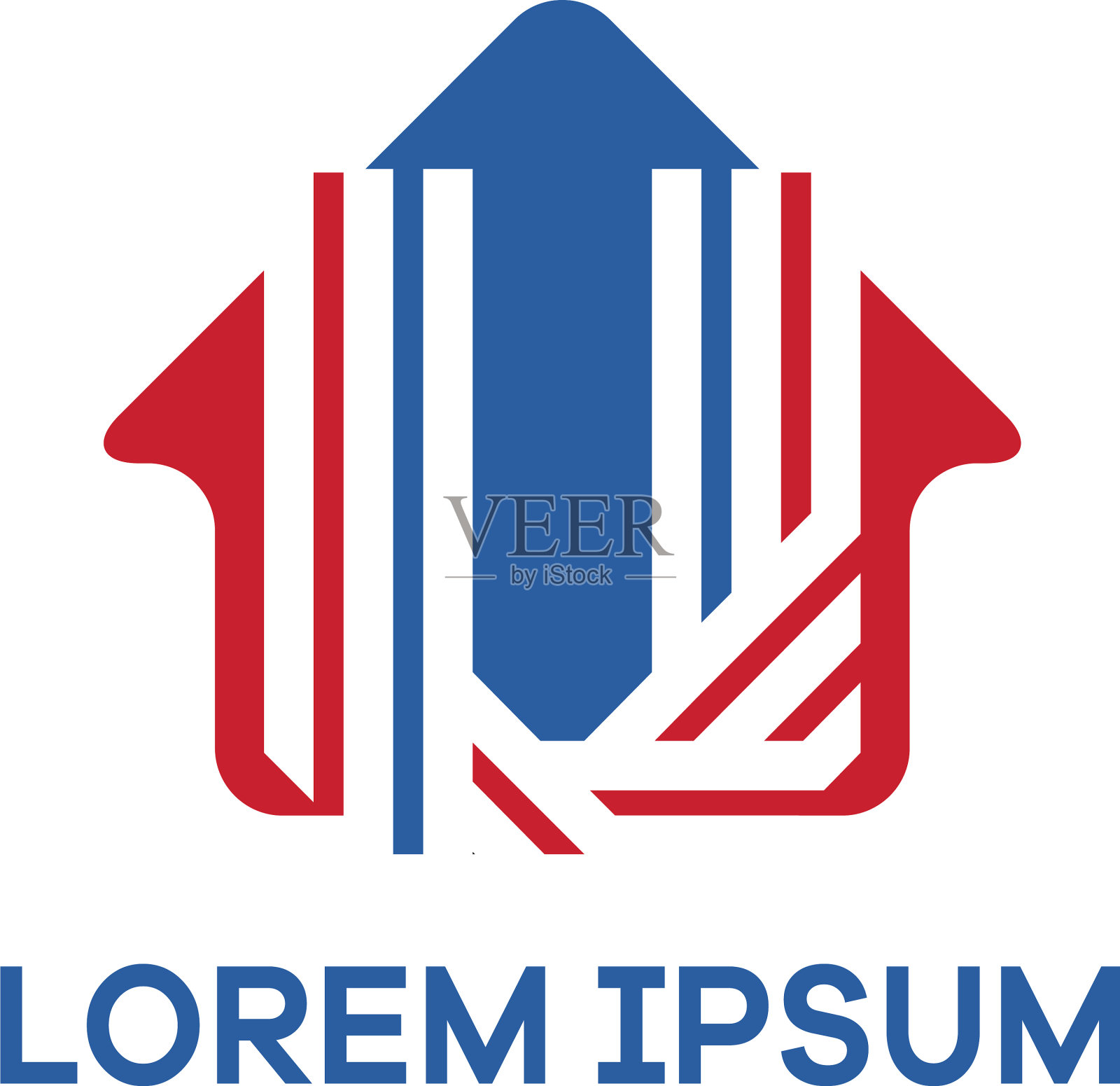 U字母标志设计，字母U在房子形状插画图片素材