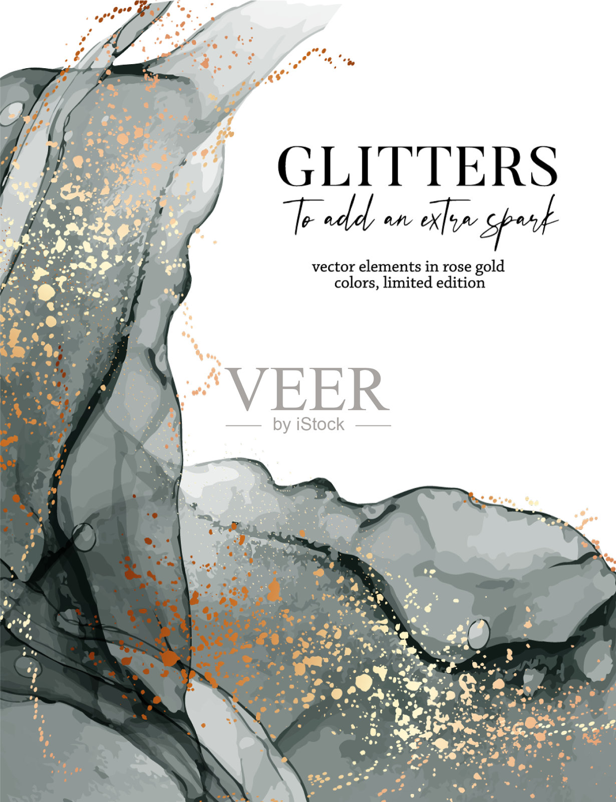 抽象的黑醇墨画大理石液体插画图片素材