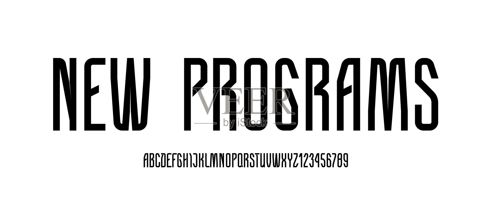 技术高的黑色字体，浓缩瘦高的现代字母表，时髦的大写拉丁字母从A到Z和阿拉伯数字从0到9为您设计，矢量插图10EPS插画图片素材