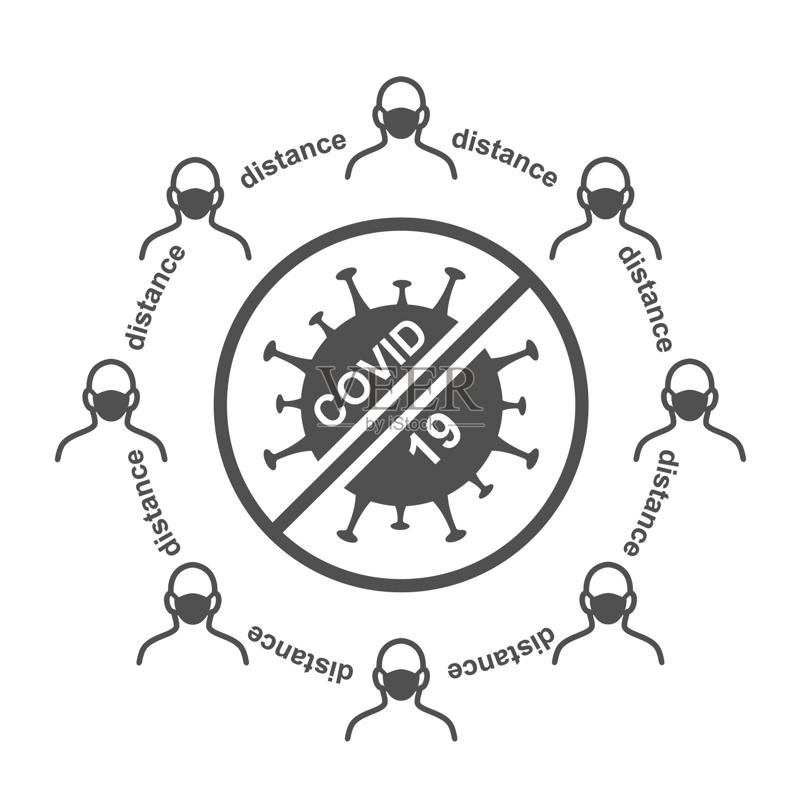 社交距离信息图-冠状病毒流行保护-媒介插图插画图片素材