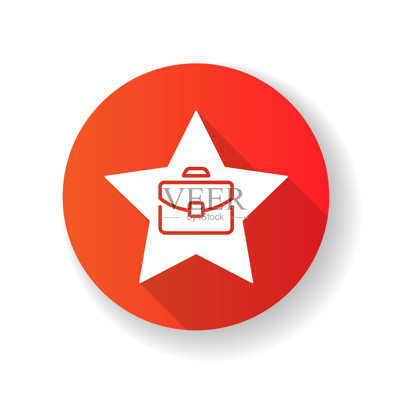 独家作业红色平面设计长阴影字形图标。有限的工作机会，特殊的职业。职业机会，公司职位。星星与公文包剪影RGB彩色插图插画图片素材