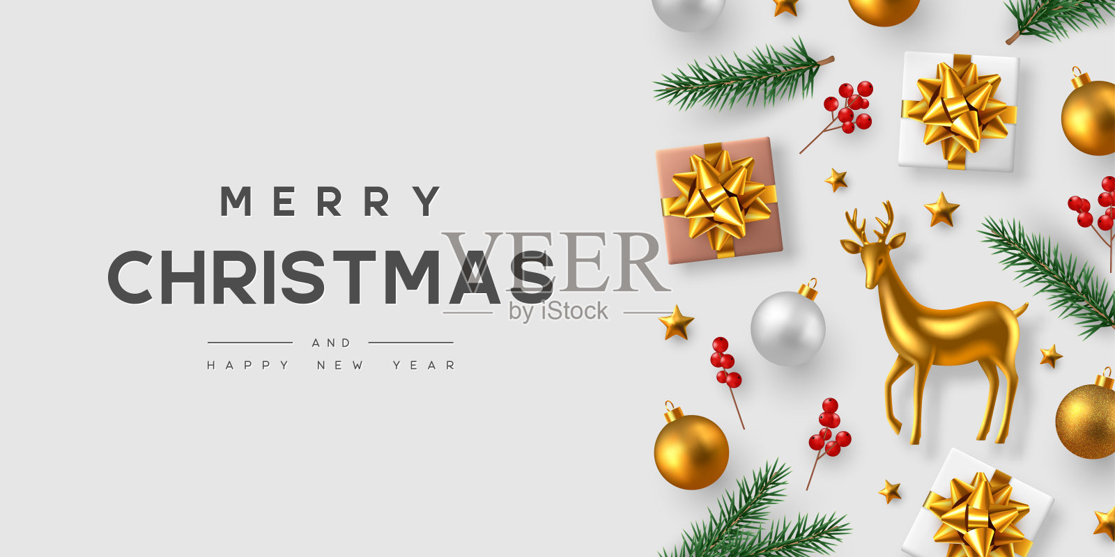 圣诞节水平旗帜。插画图片素材