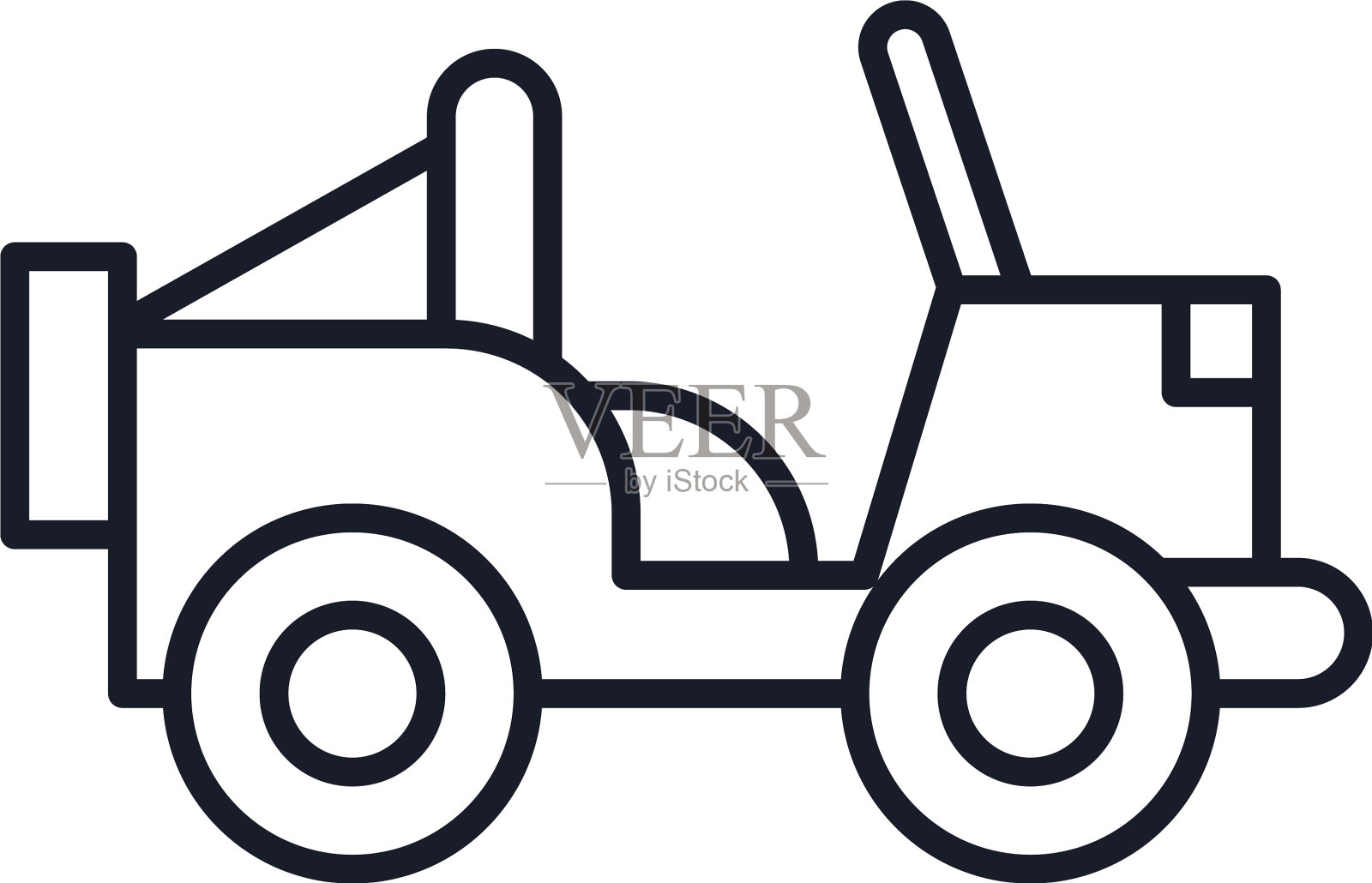 军用吉普车的线条和填充风格的图标插画图片素材