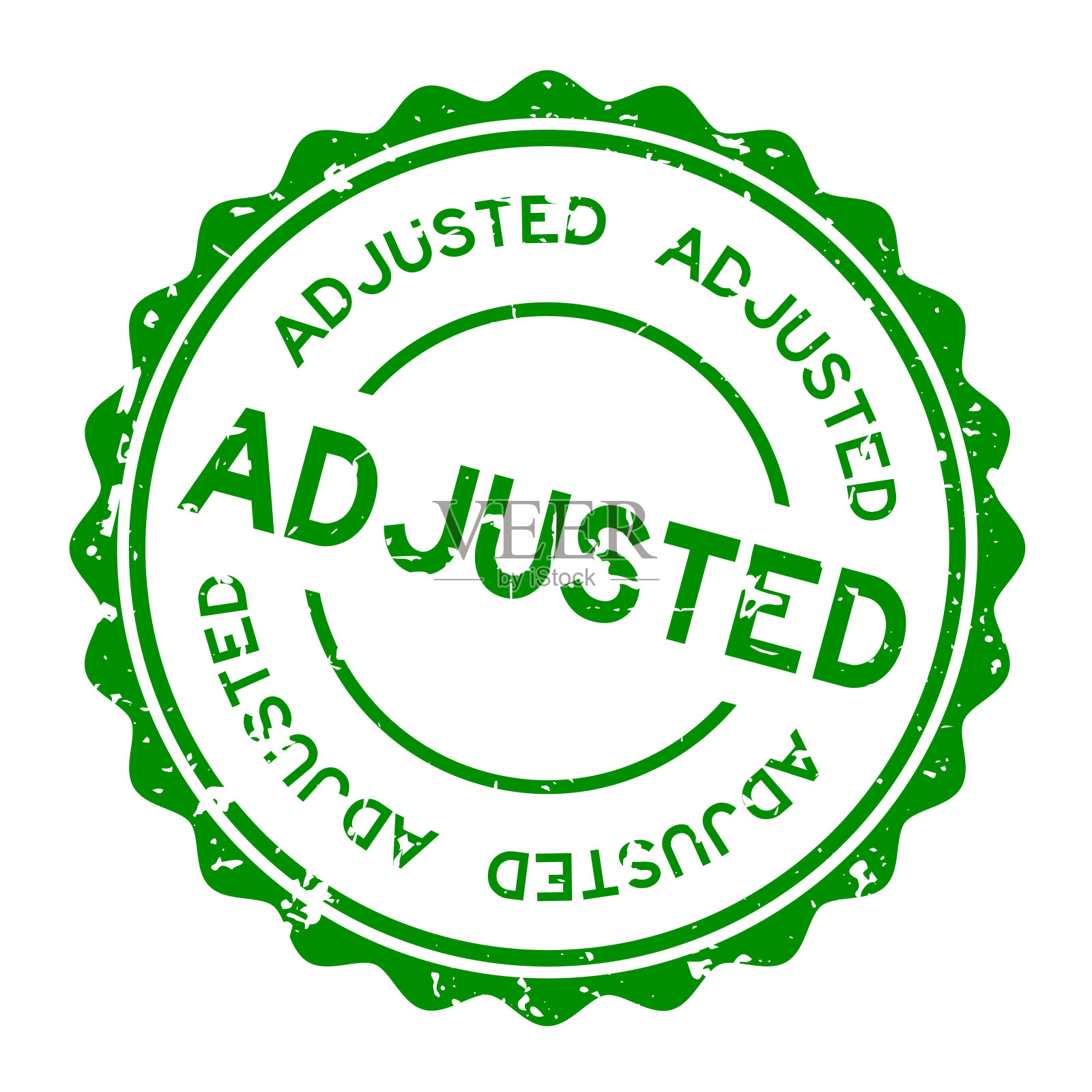 Grunge绿色调整字圆形橡胶印章上的白色背景设计元素图片