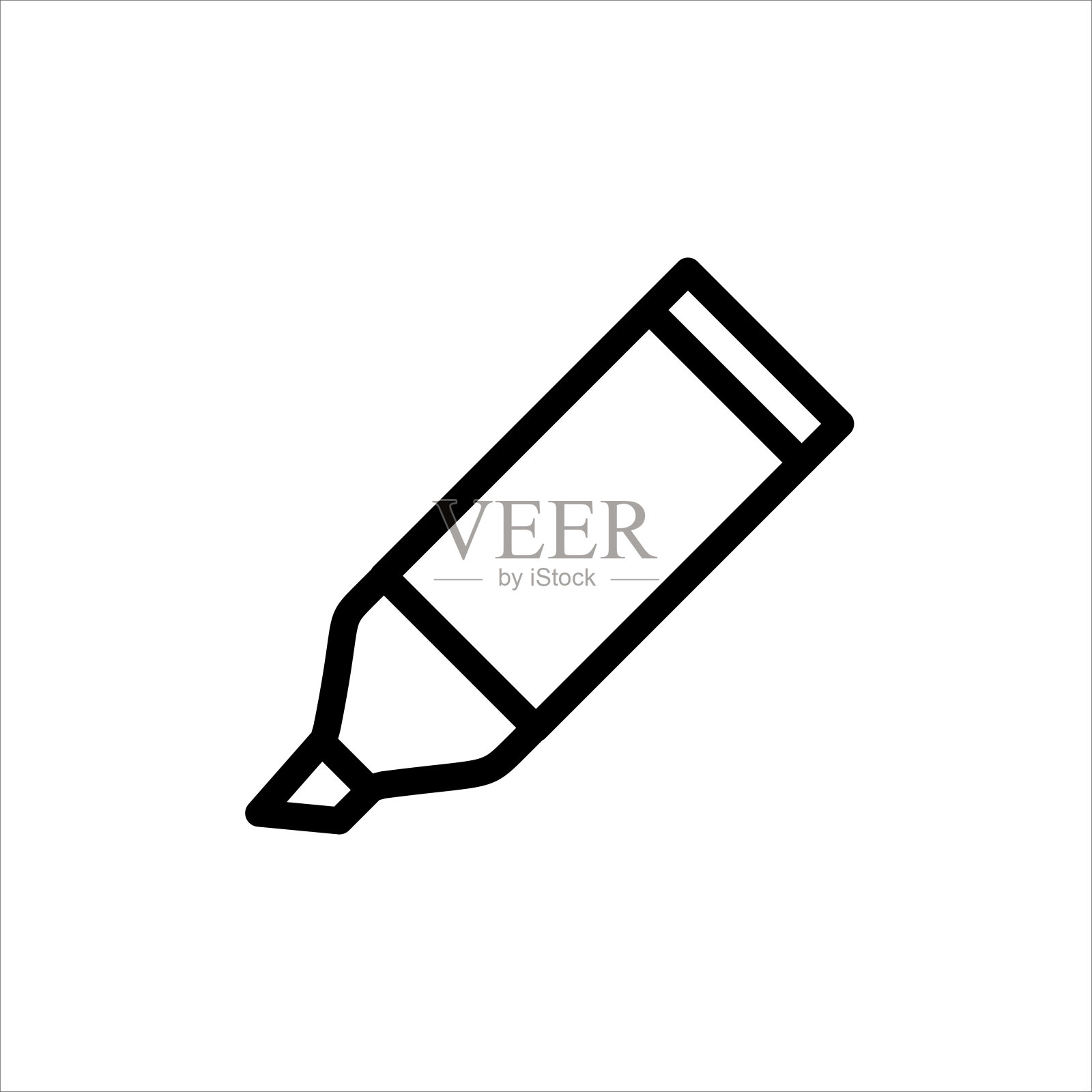 记号笔、高亮笔、矢量图标、平线图标素材