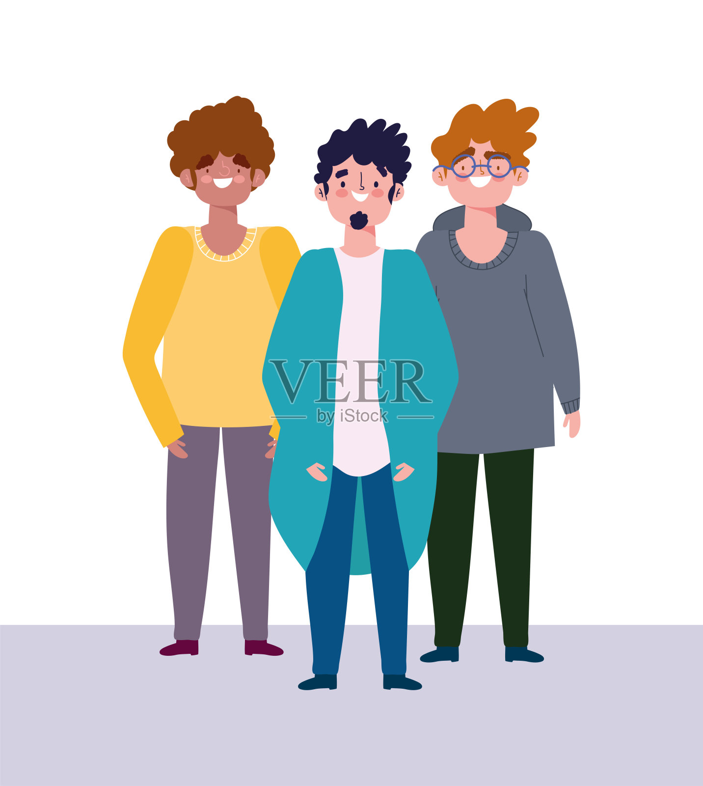 友谊日快乐，团队男青年人物伙伴，特别活动庆祝插画图片素材