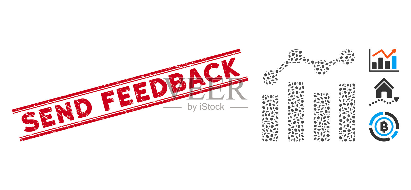 遇险发送反馈线盖章和马赛克插画图片素材