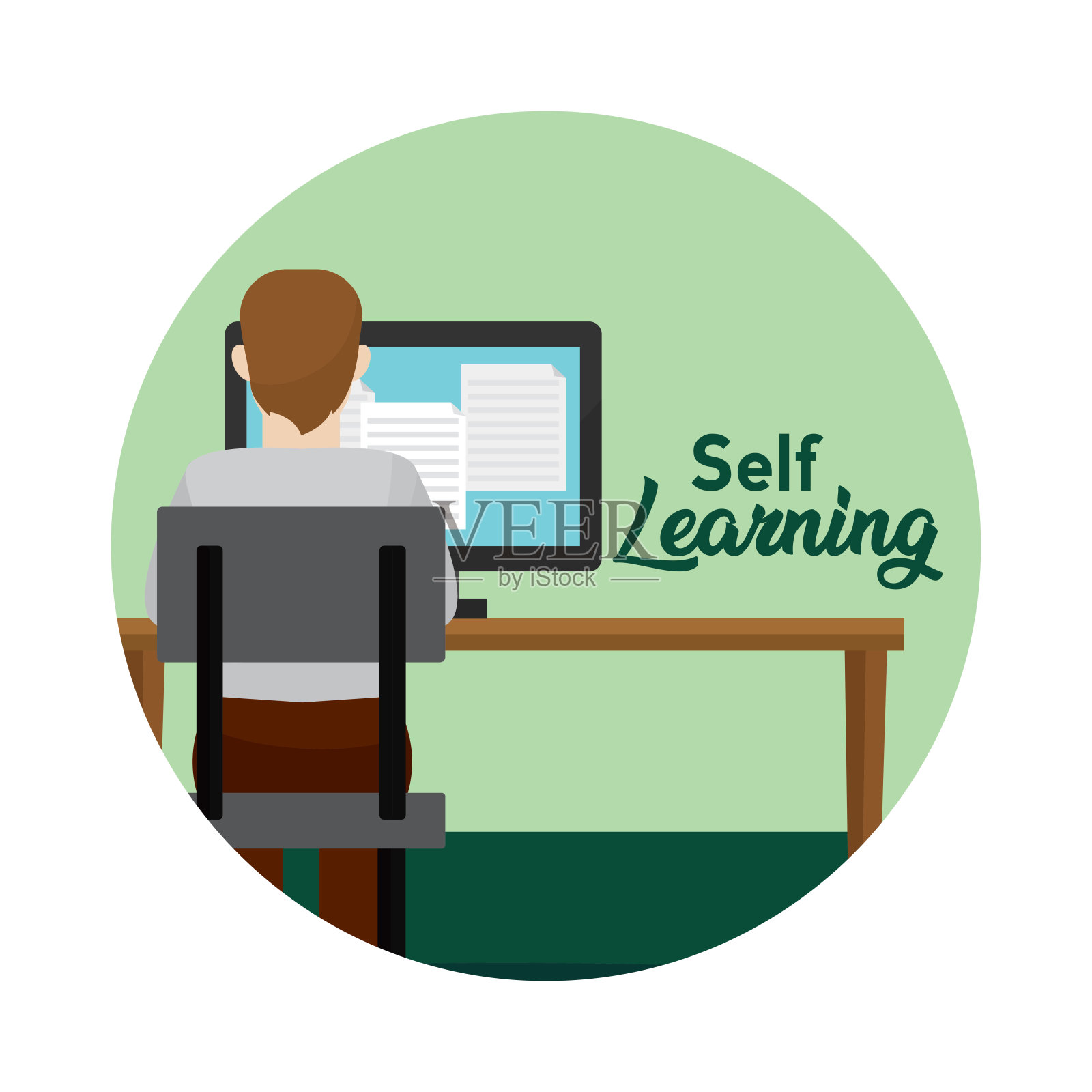 年轻人学习插画图片素材