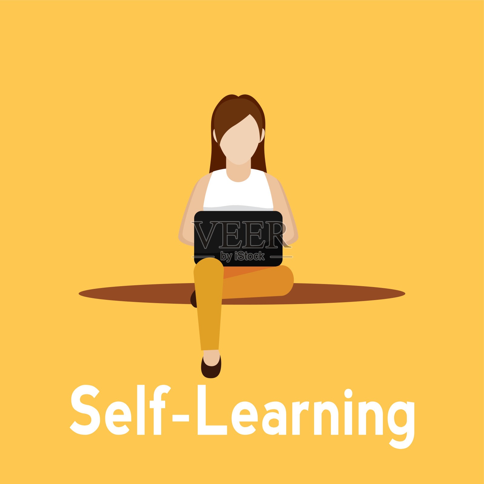 年轻女人学习插画图片素材