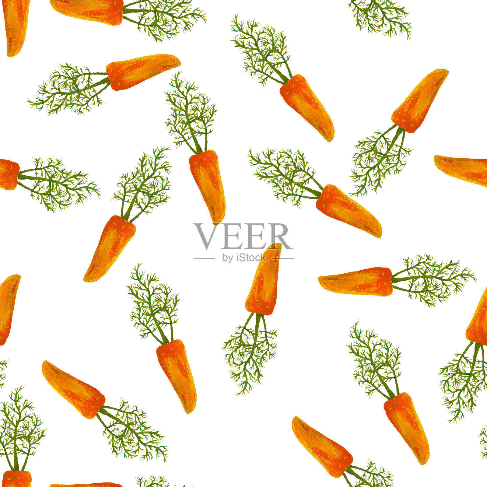 橙色手绘胡萝卜无缝图案插画图片素材