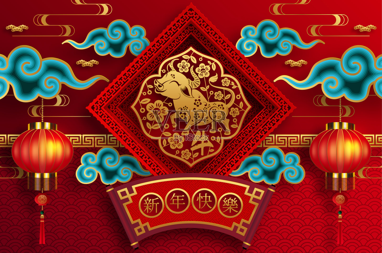 2021年中国新年。插画图片素材