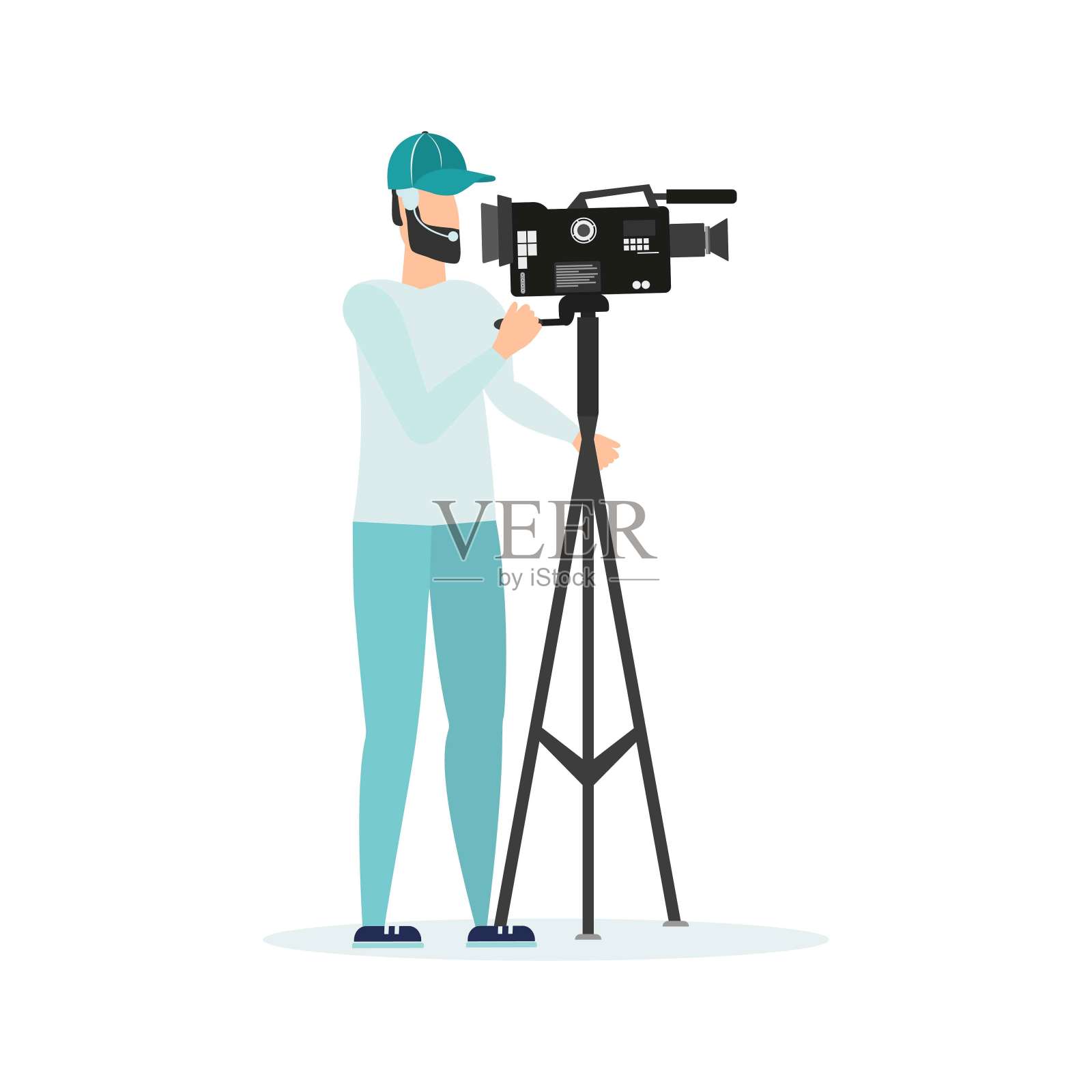 新闻。电视台正在拍摄新闻。设计元素图片