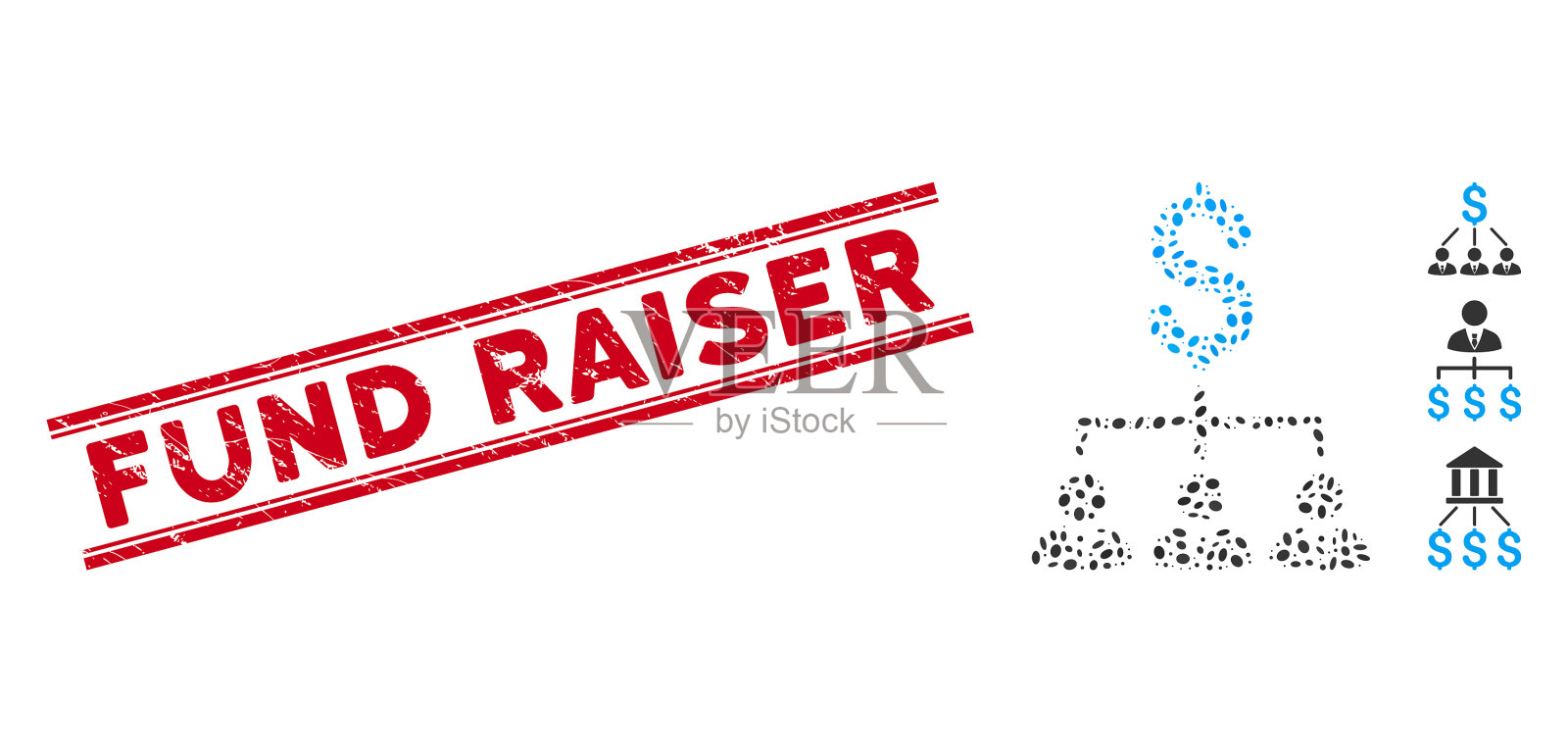 刮资金筹集线邮票与拼贴插画图片素材