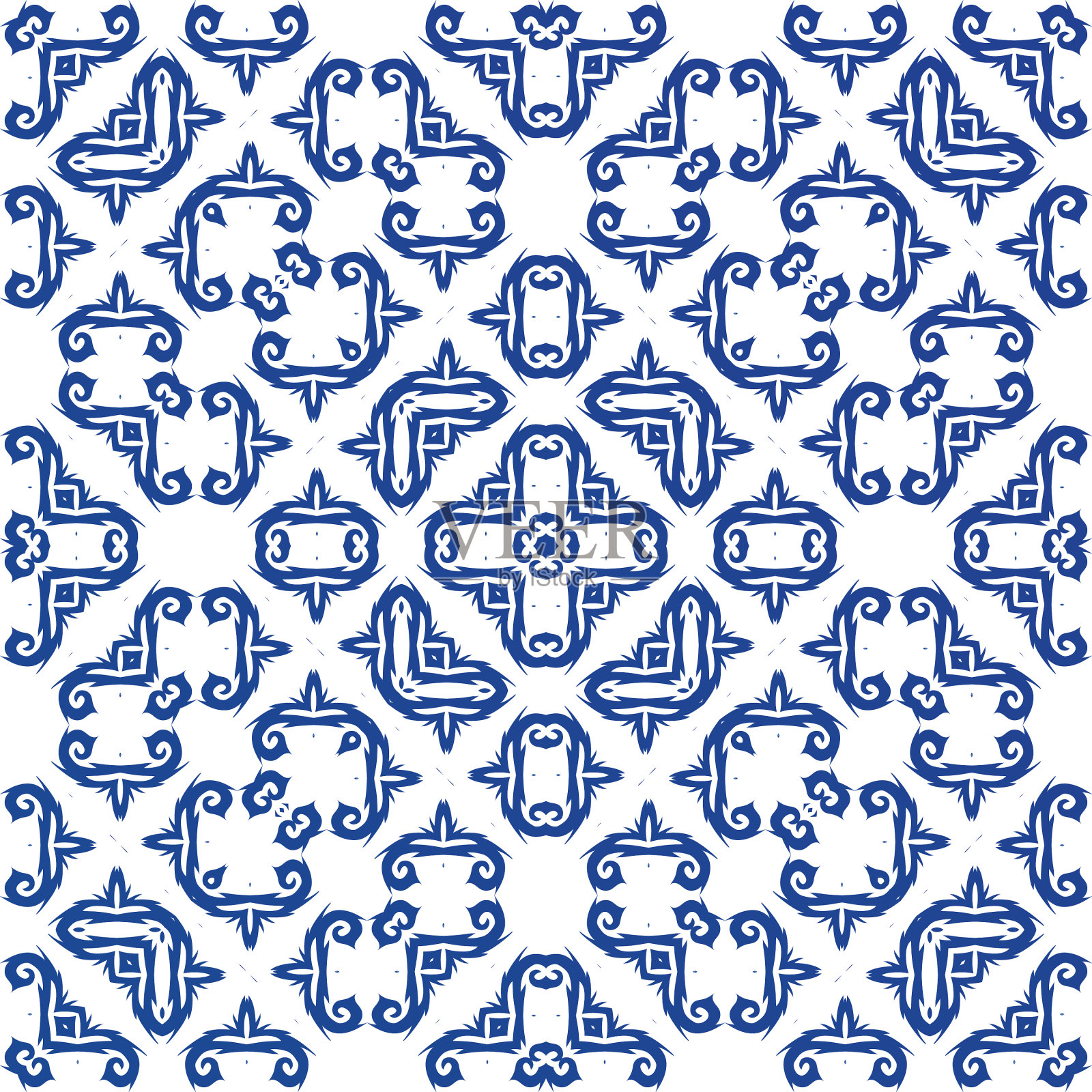 传统瓷砖的装饰色彩插画图片素材